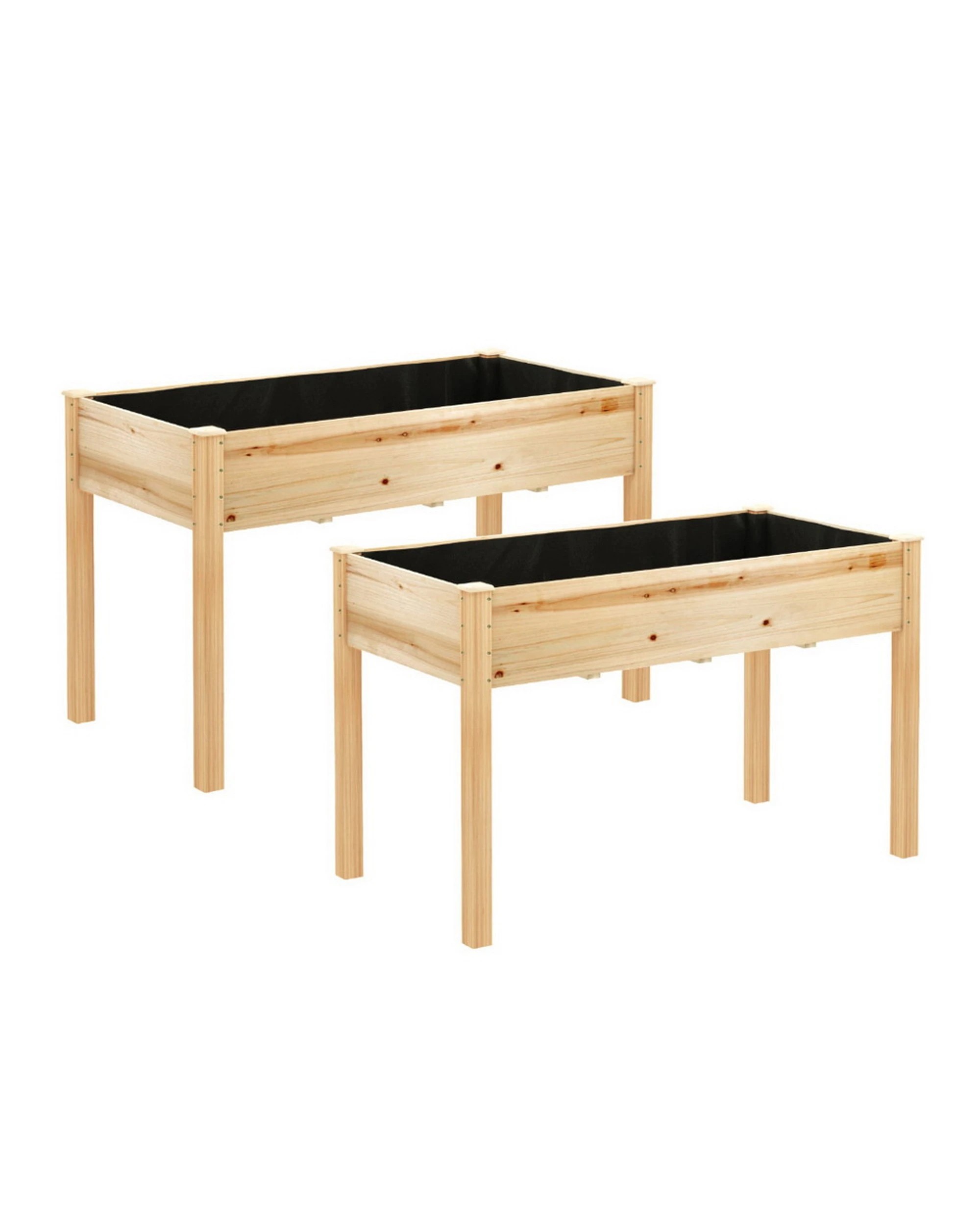 1 Green Fingers Raised Garden Bed 2x Elevated 120x60x80cm Wooden Planter Box Container - Natural, 1 of 6
