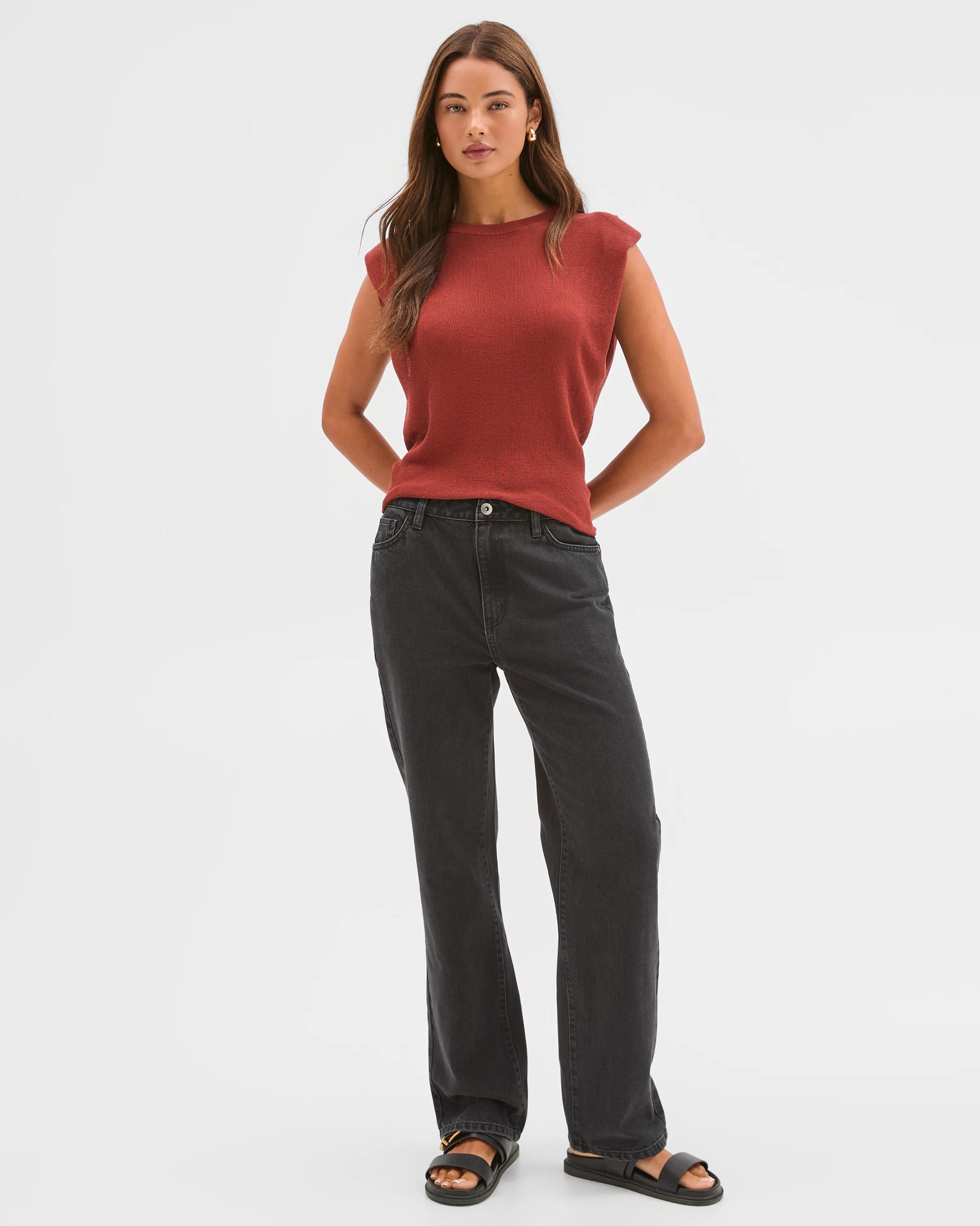 2 Lily Loves Extended Shoulder Knit Top RUST, 2 of 7