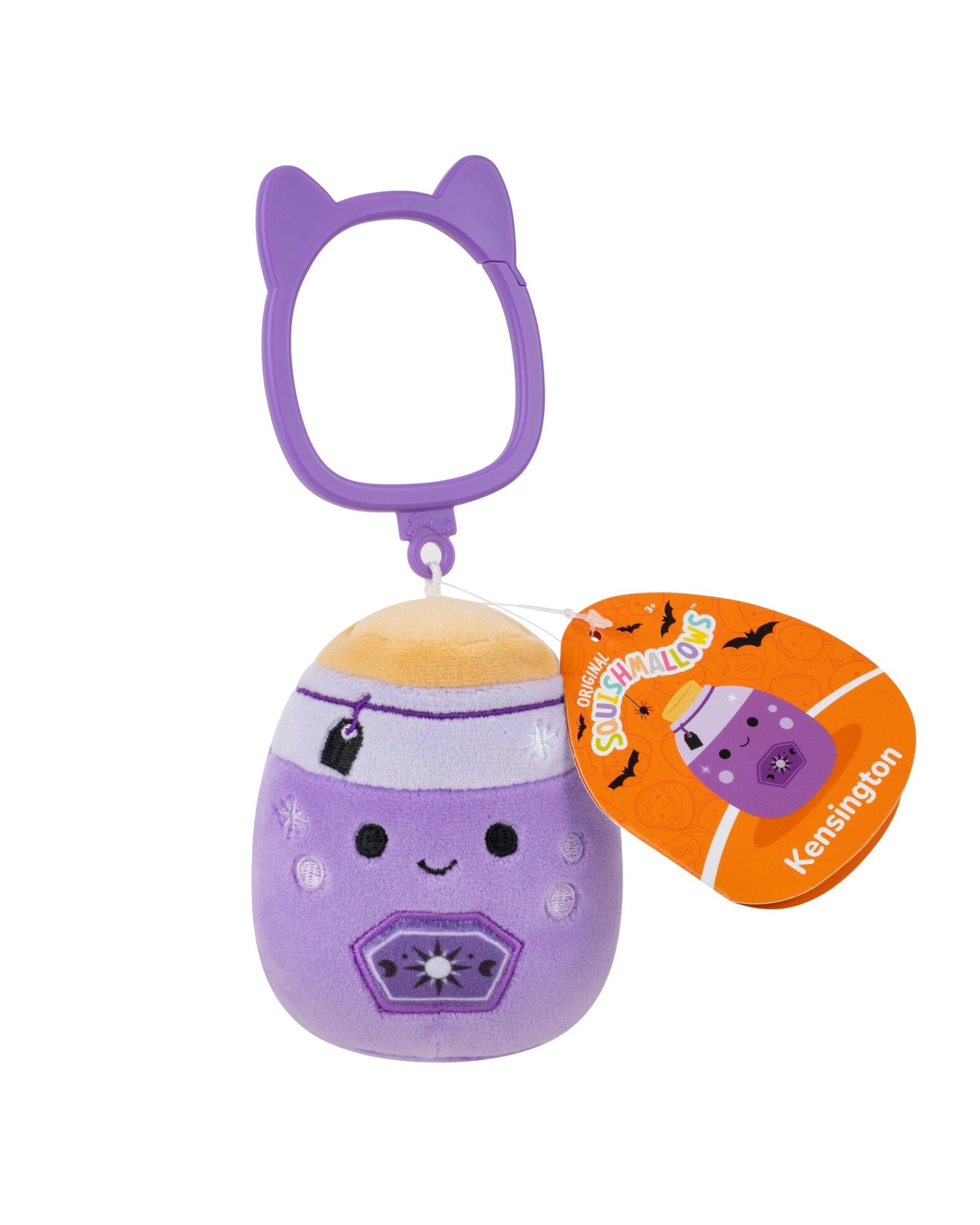 1 Squishmallows Halloween Kensigton the Potion 3.5 inch Clip-On Plush - Purple, 1 of 6