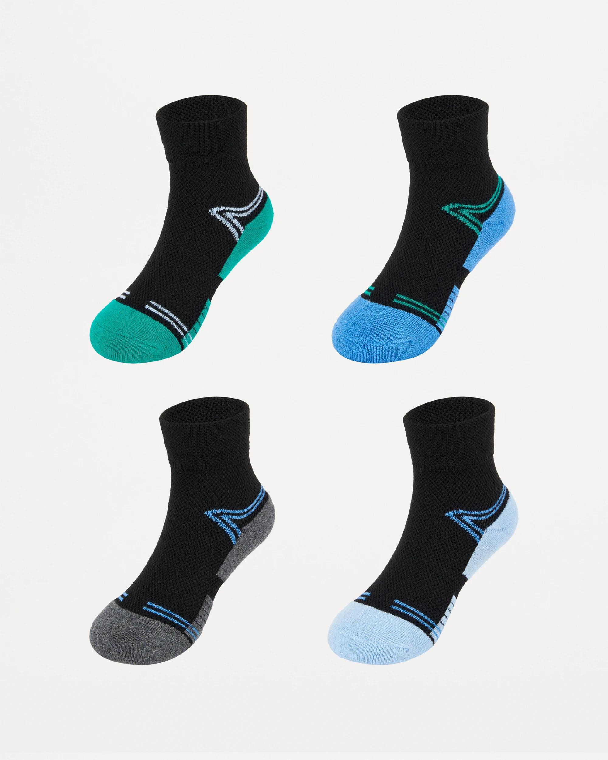 1 4 Pack Mesh Sports Quarter Crew Socks Black/blue, 1 of 3