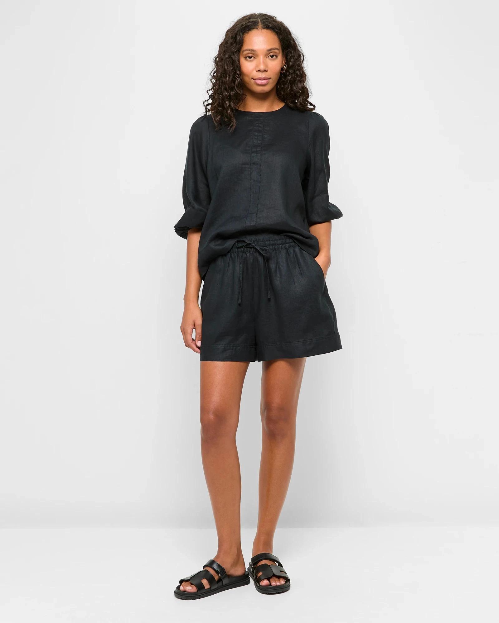 2 Target European Linen Shorts BLACK, 2 of 5