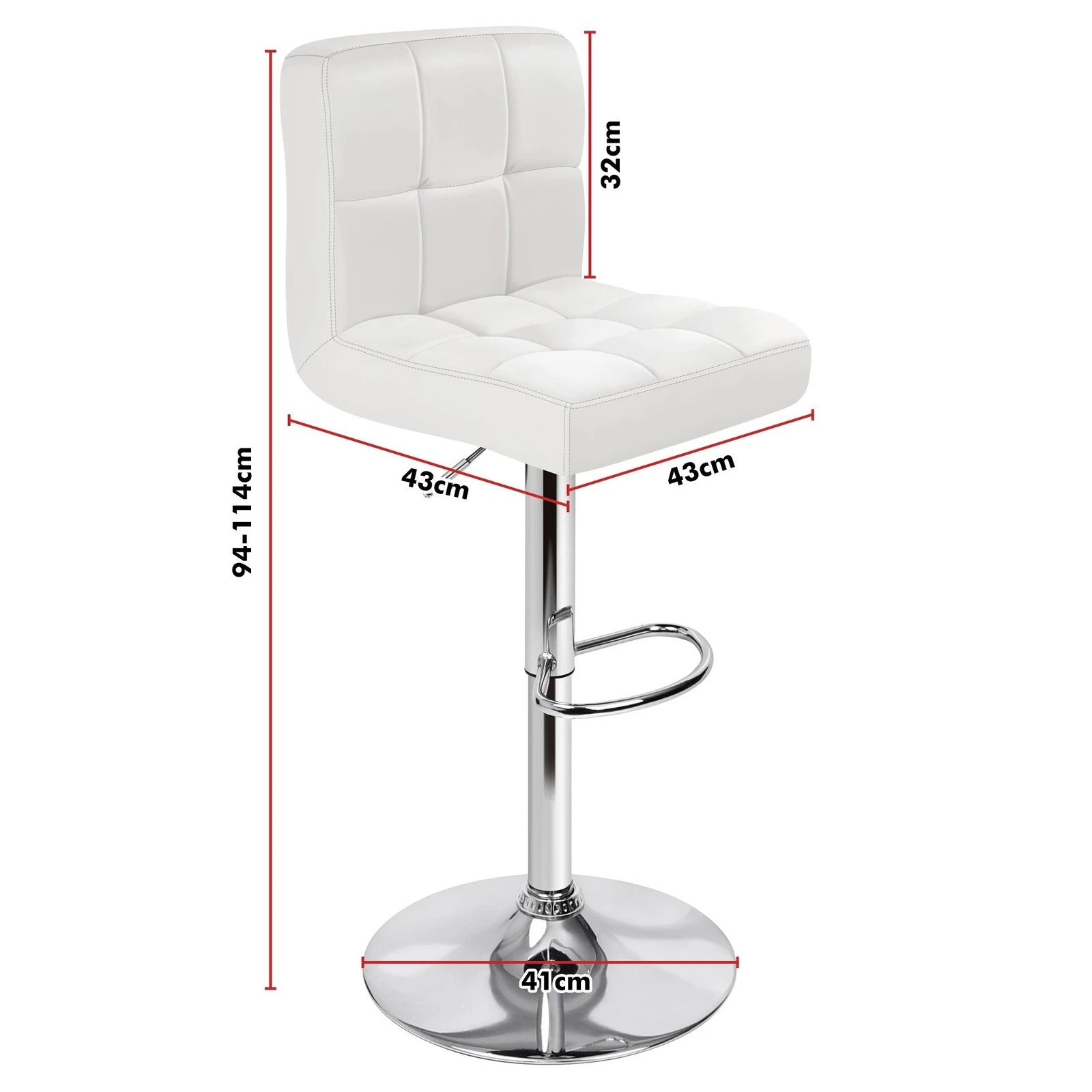 8 Alfordson 4x Bar Stools Ralph Kitchen Swivel Chair Leather Gas Lift - White, 8 of 10