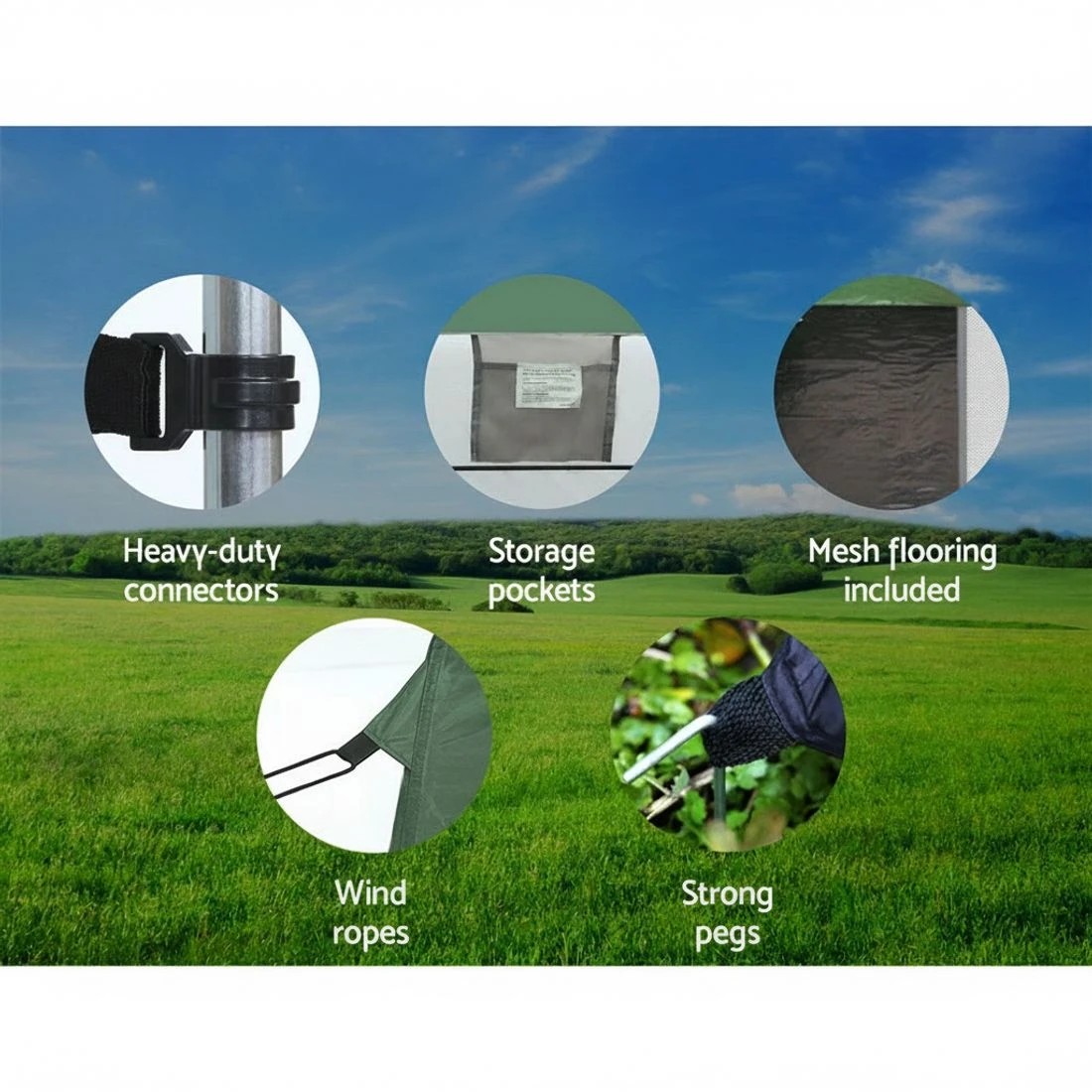 6 Weisshorn Double Camping Shower Toilet Tent Outdoor Portable Change Room - Multi, 6 of 7