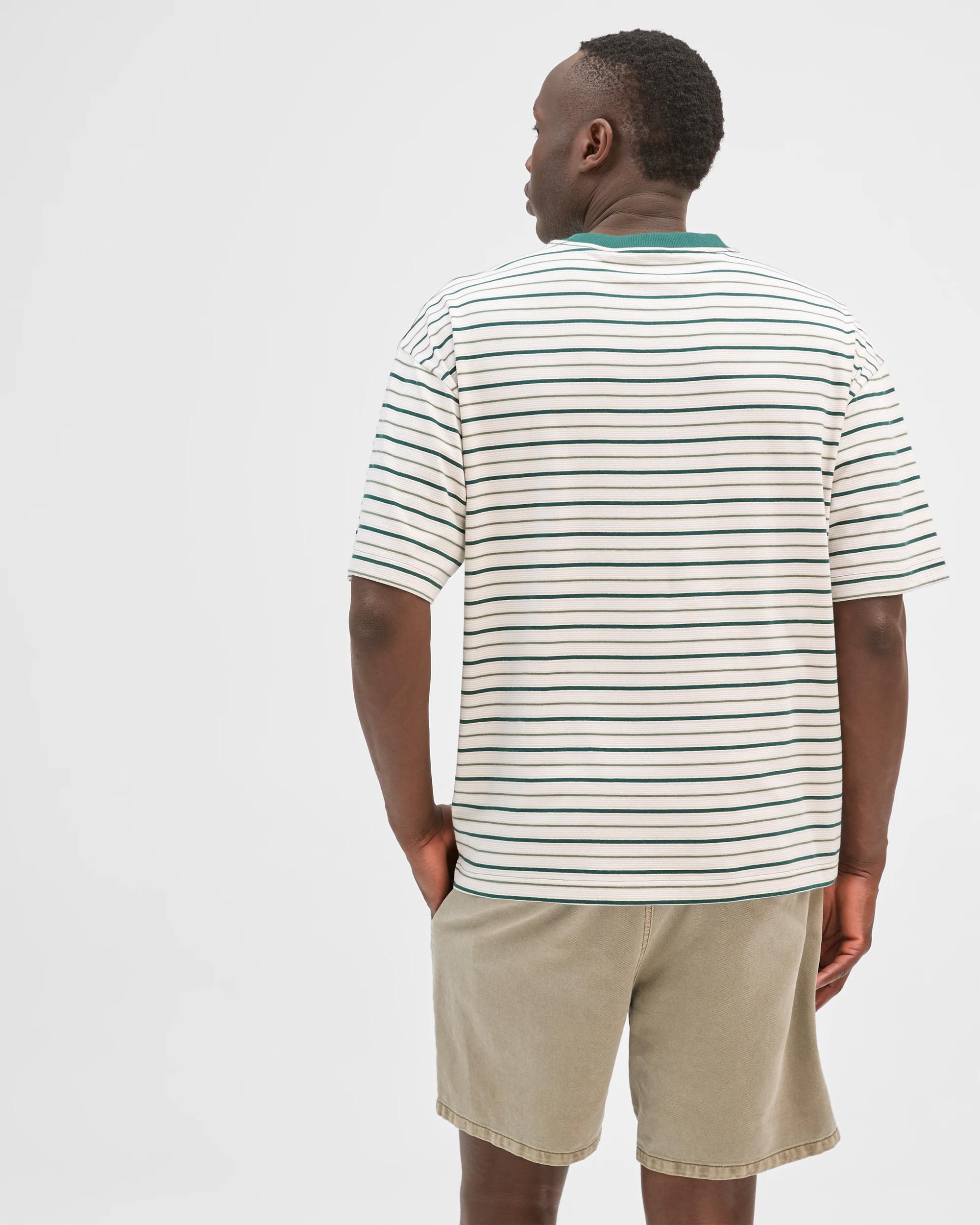 6 Commons Australian Cotton Stripe T-Shirt GREEN STRIPE, 6 of 6