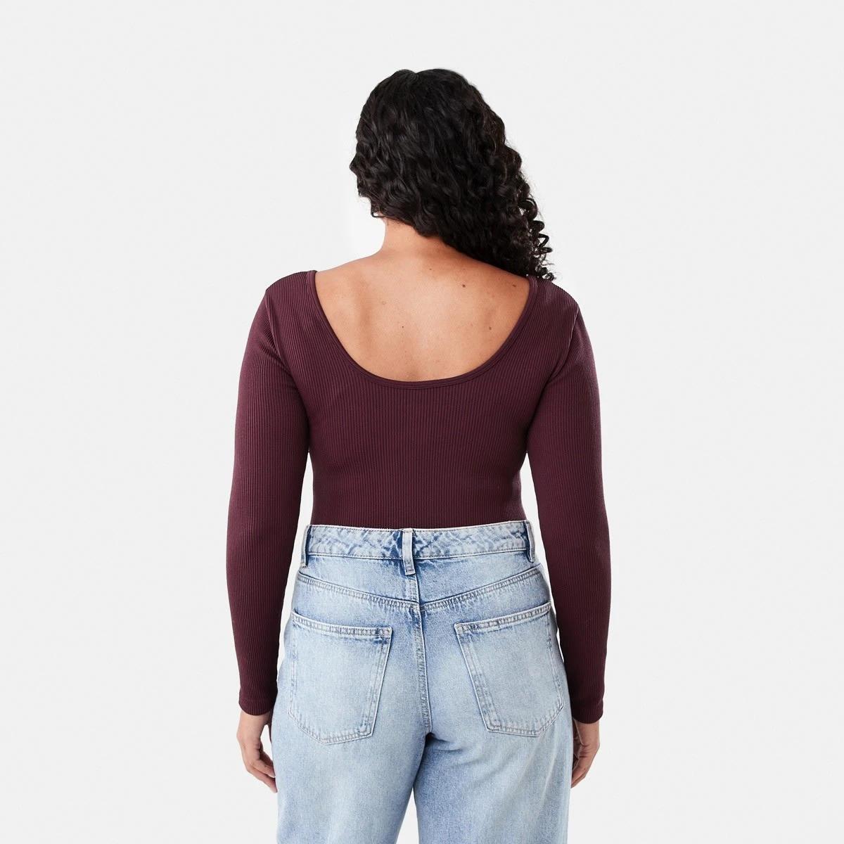 3 Long Sleeve Soft Rib Bodysuit Mulberry, 3 of 7