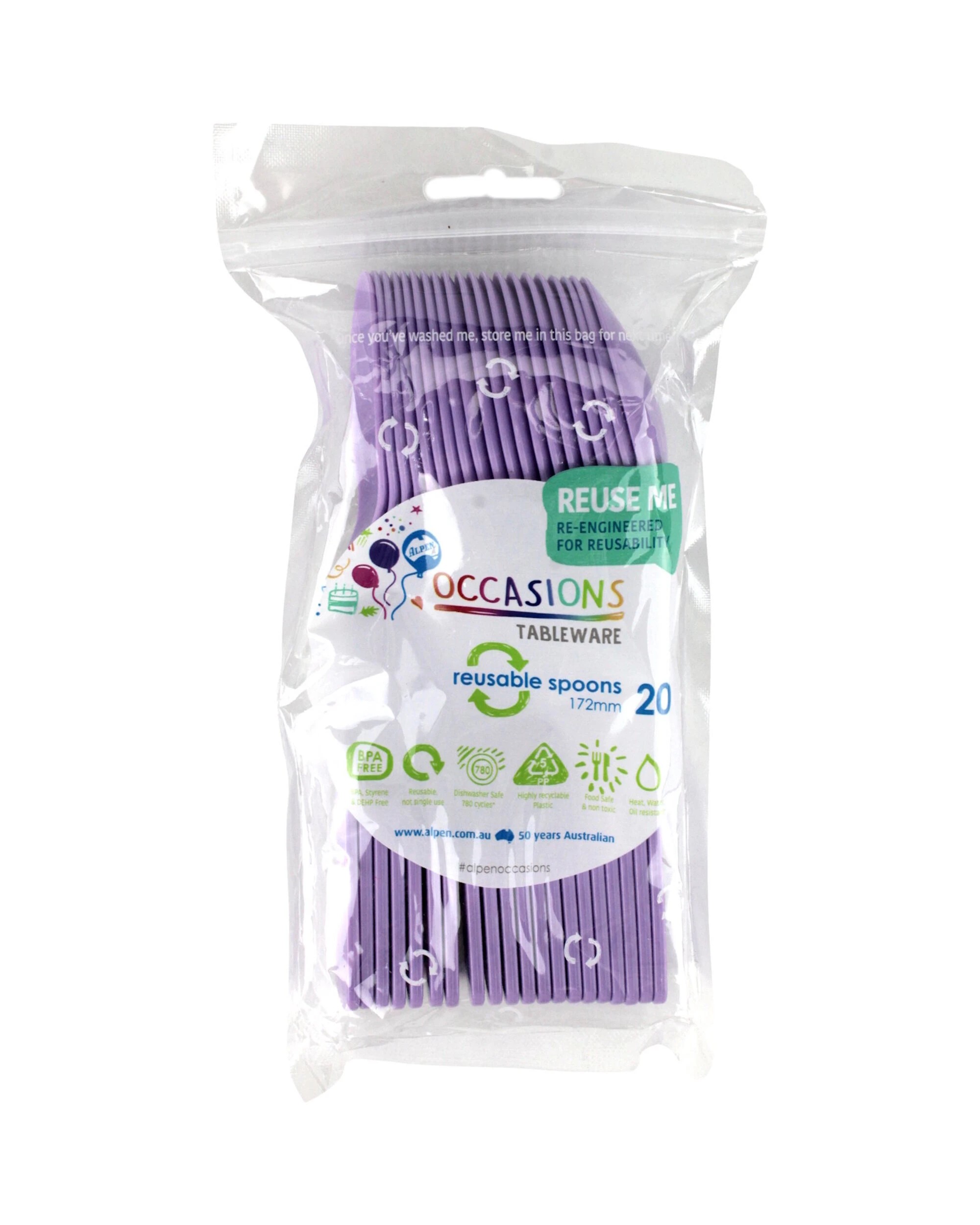 2 Alpen Lavender Reusable Plastic Spoons Pack of 20 - Purple, 2 of 3
