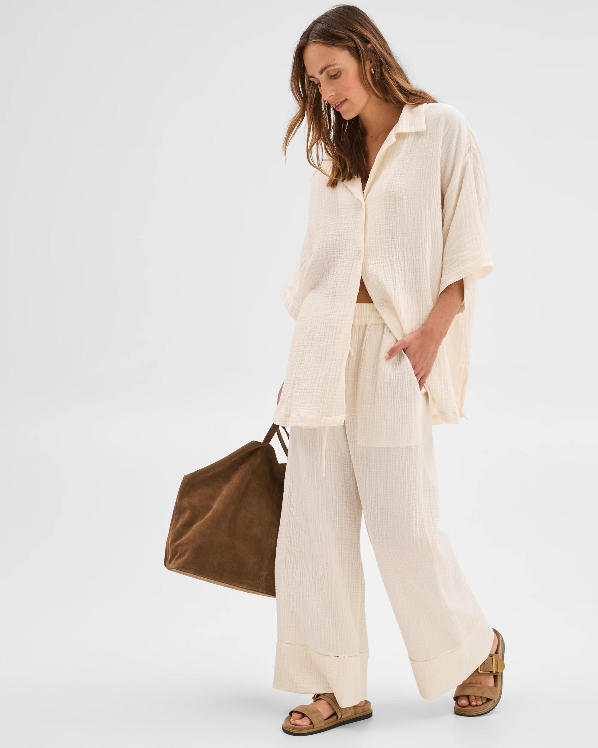 2 Target Woman Resort Australian Cotton Oversized Short Sleeve Shirt WHITE, 2 of 7