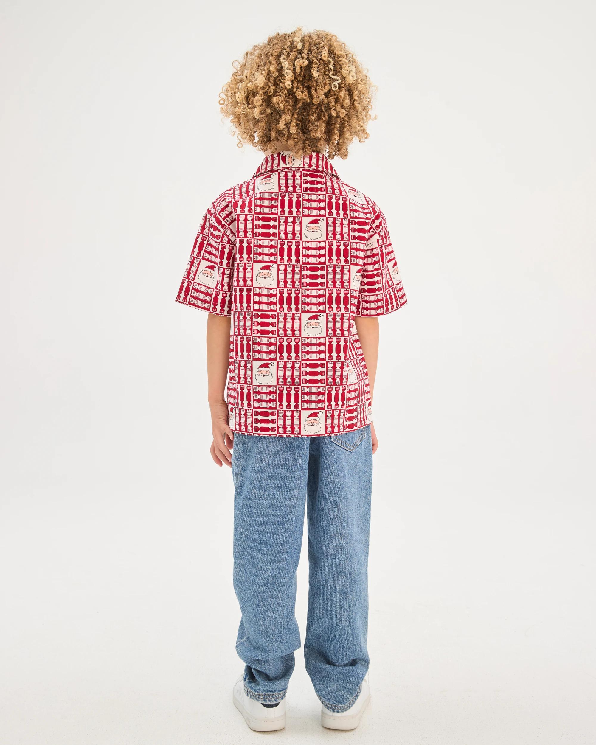 3 Target Kids Cotton Short Sleeve Christmas Shirt RED TILES, 3 of 5