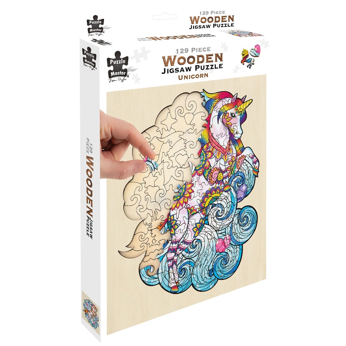 1 Puzzle Master 129 Piece Wooden Jigsaw Puzzle, Unicorn, 1 of 7