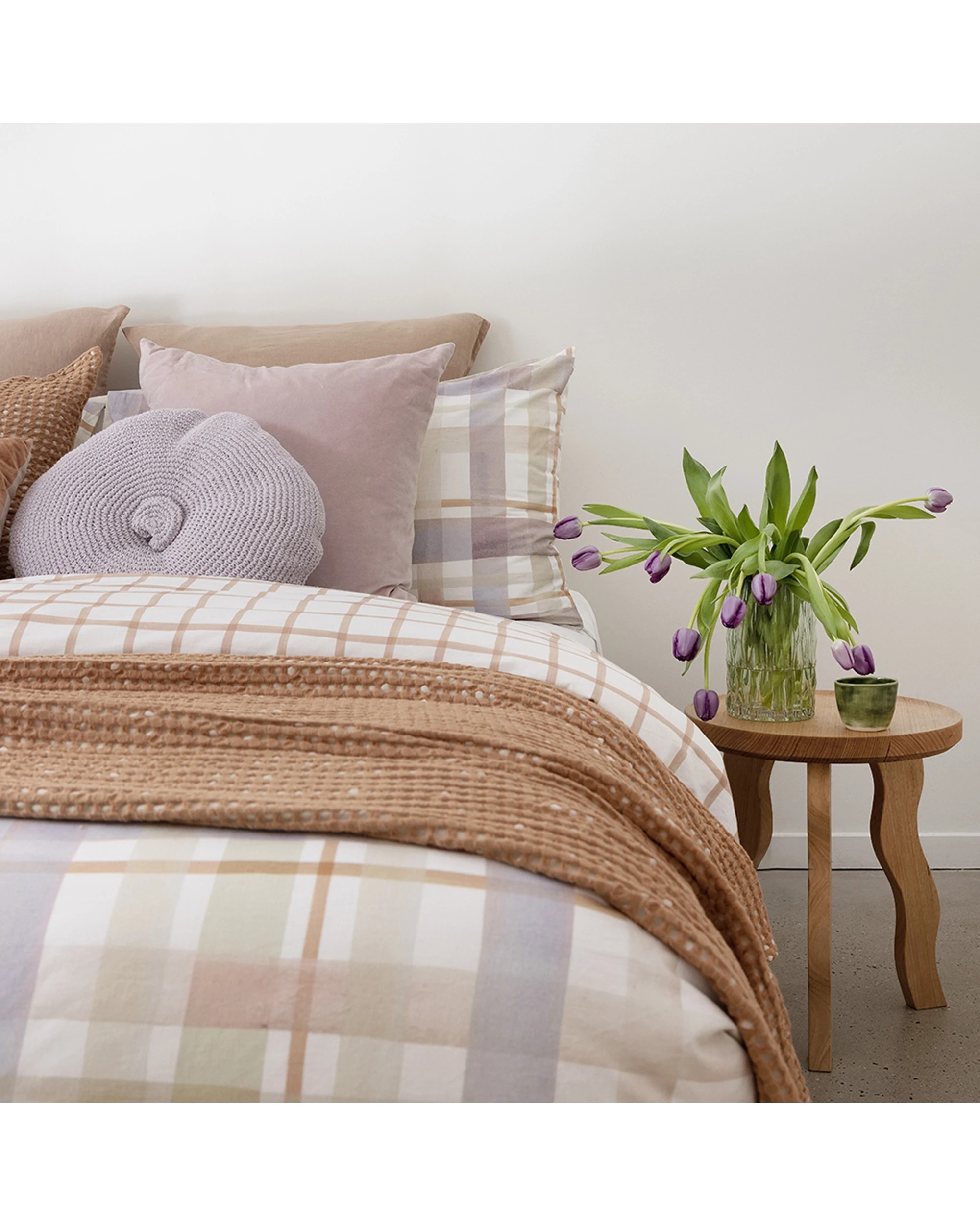 6 BAMBURY Dion Quilt Cover Set Cotton Watercolour Check Printed - Queen Bed - Pattern, 6 of 7