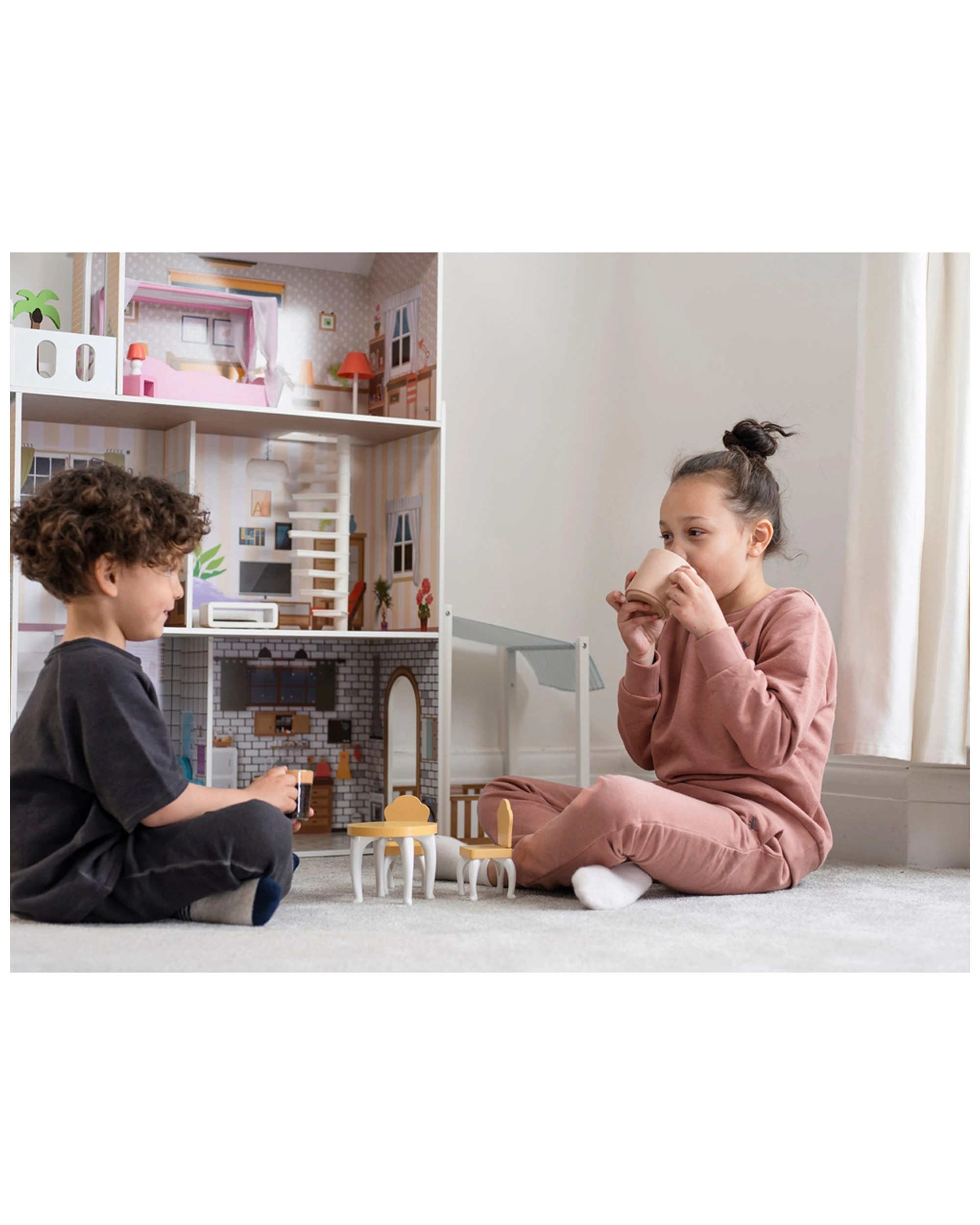 2 Plum Play Au Shorehouse Wooden Dolls House Three Storey With Furniture Set - Brown, 2 of 9