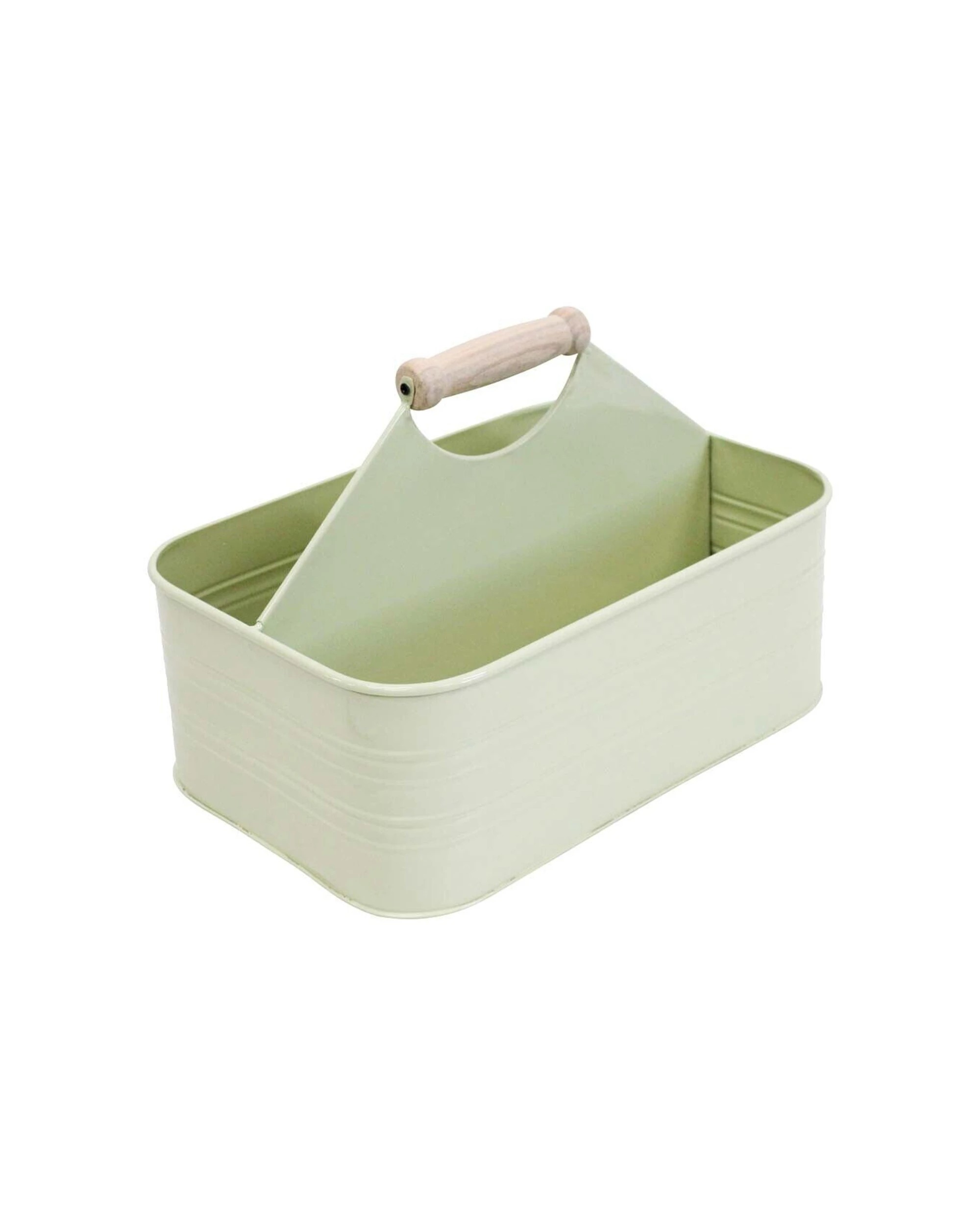 1 LVD Metal Caddy Storage Box Wooden Handle 29.5x19x11cm Versatile For Home - Green, 1 of 3