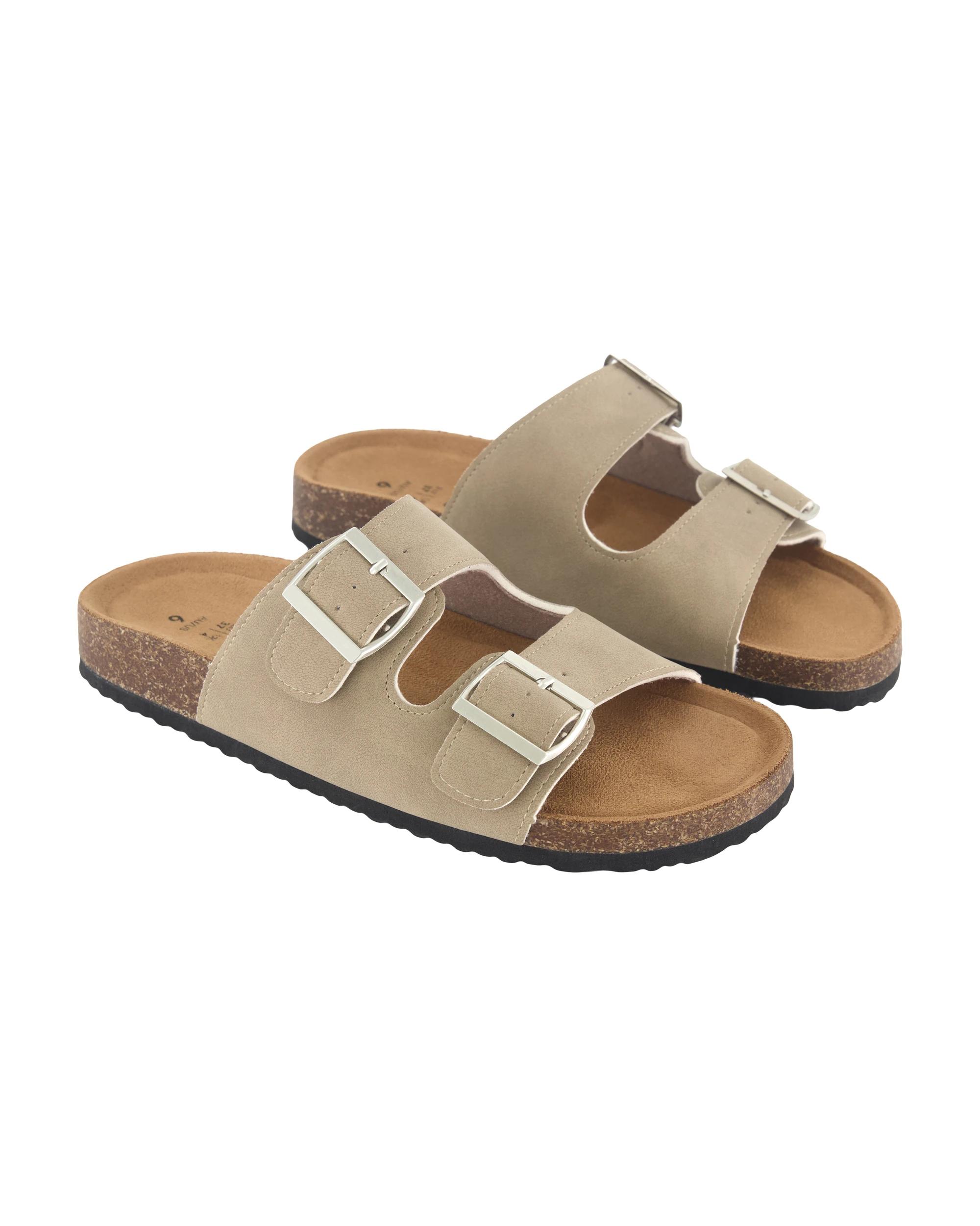 2 Double Buckle Footbed Slides Oat Beige, 2 of 3