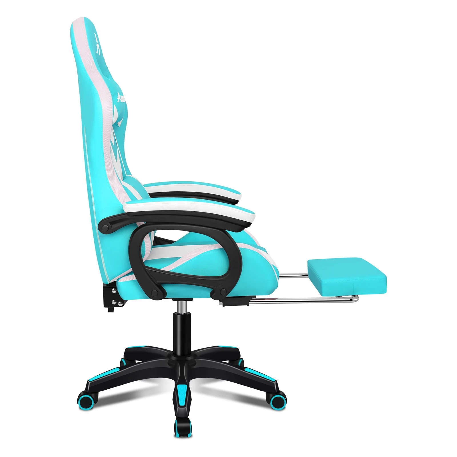 5 Alfordson Gaming Office Chair Massage 12 RGB LED Computer Seat Footrest - Cyan White, 5 of 10
