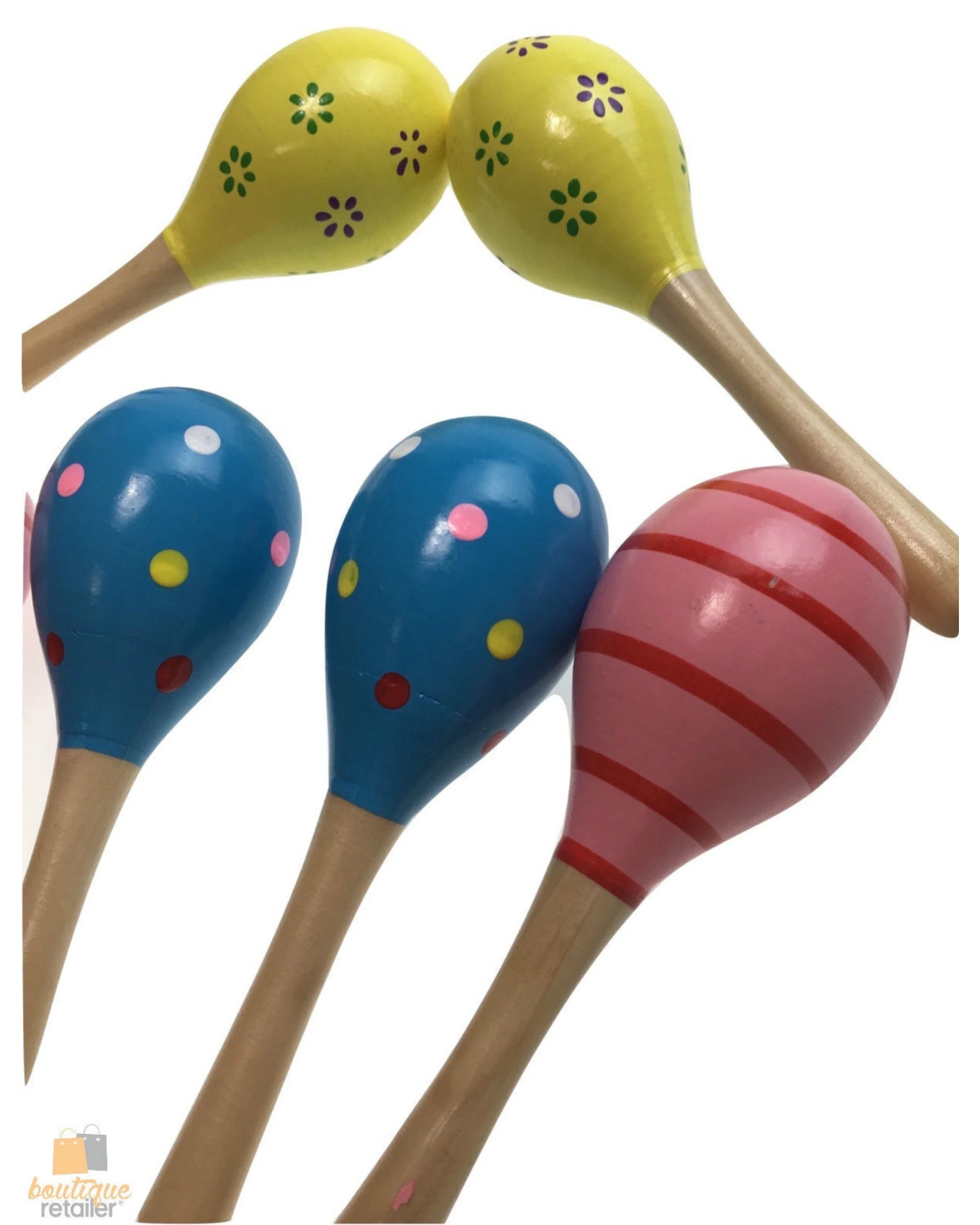 4 BR Toys Wooden Maracas Musical Shakers - Pack of 6, 4 of 5