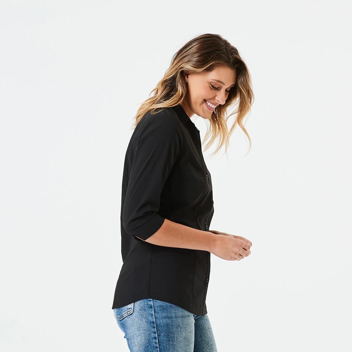2 3/4 Sleeve Work Shirt Black, 2 of 4