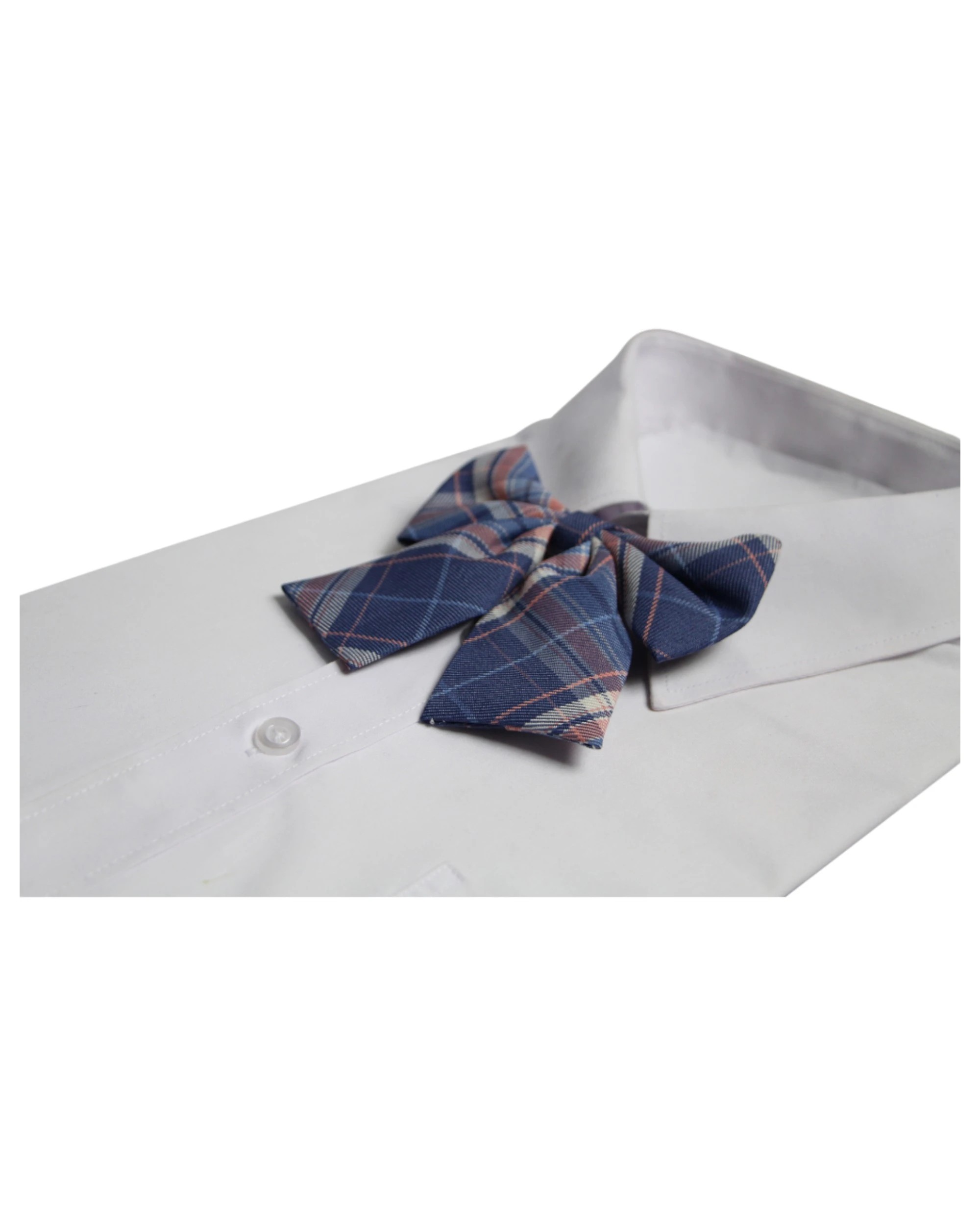 2 Zasel Womens Blue & Salmon Tarten Patterned Shirt Collar Bow Tie - Multi, 2 of 3