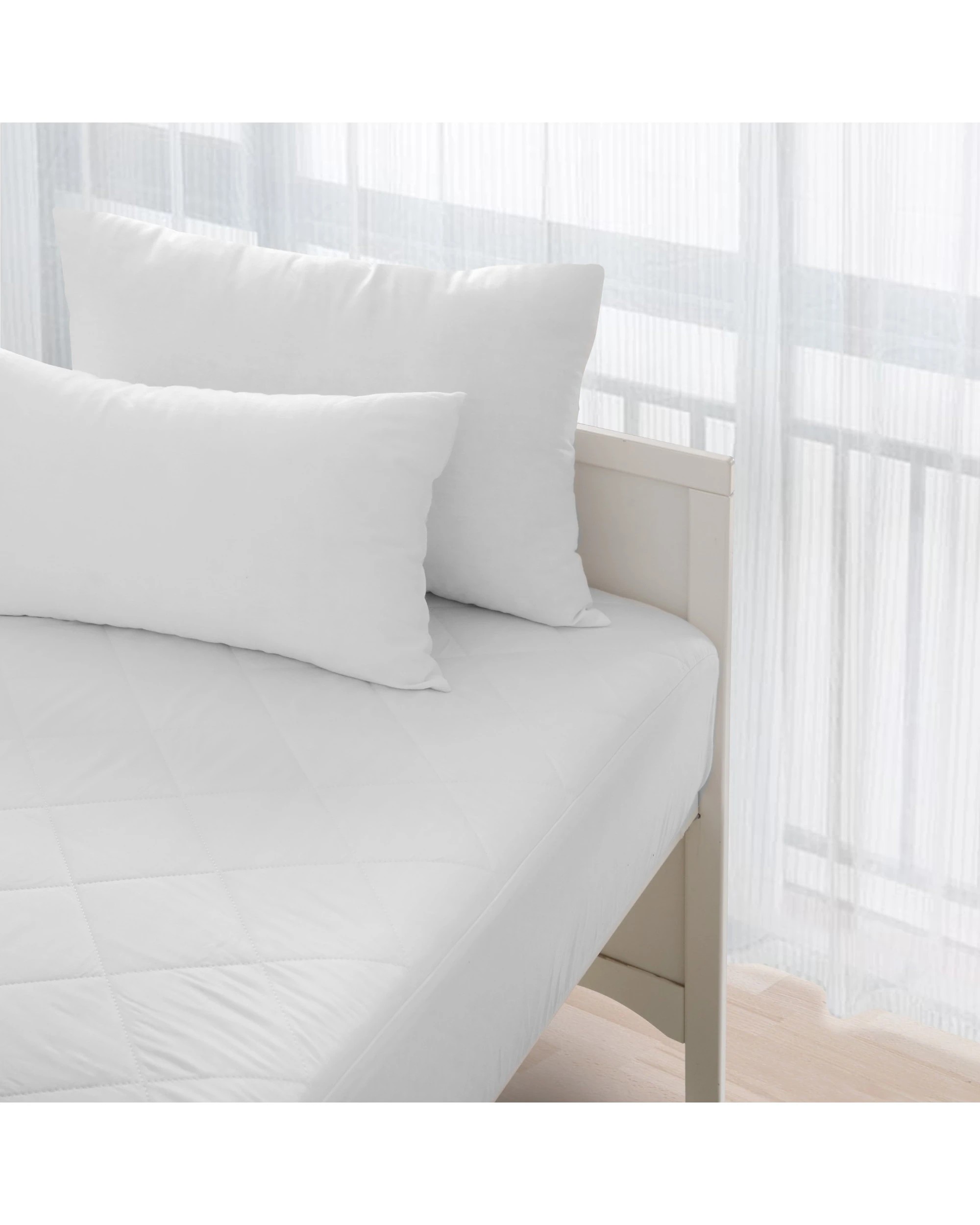 3 Natural Home Bamboo Quilted Mattress Protector - Baby COT Size - White, 3 of 5
