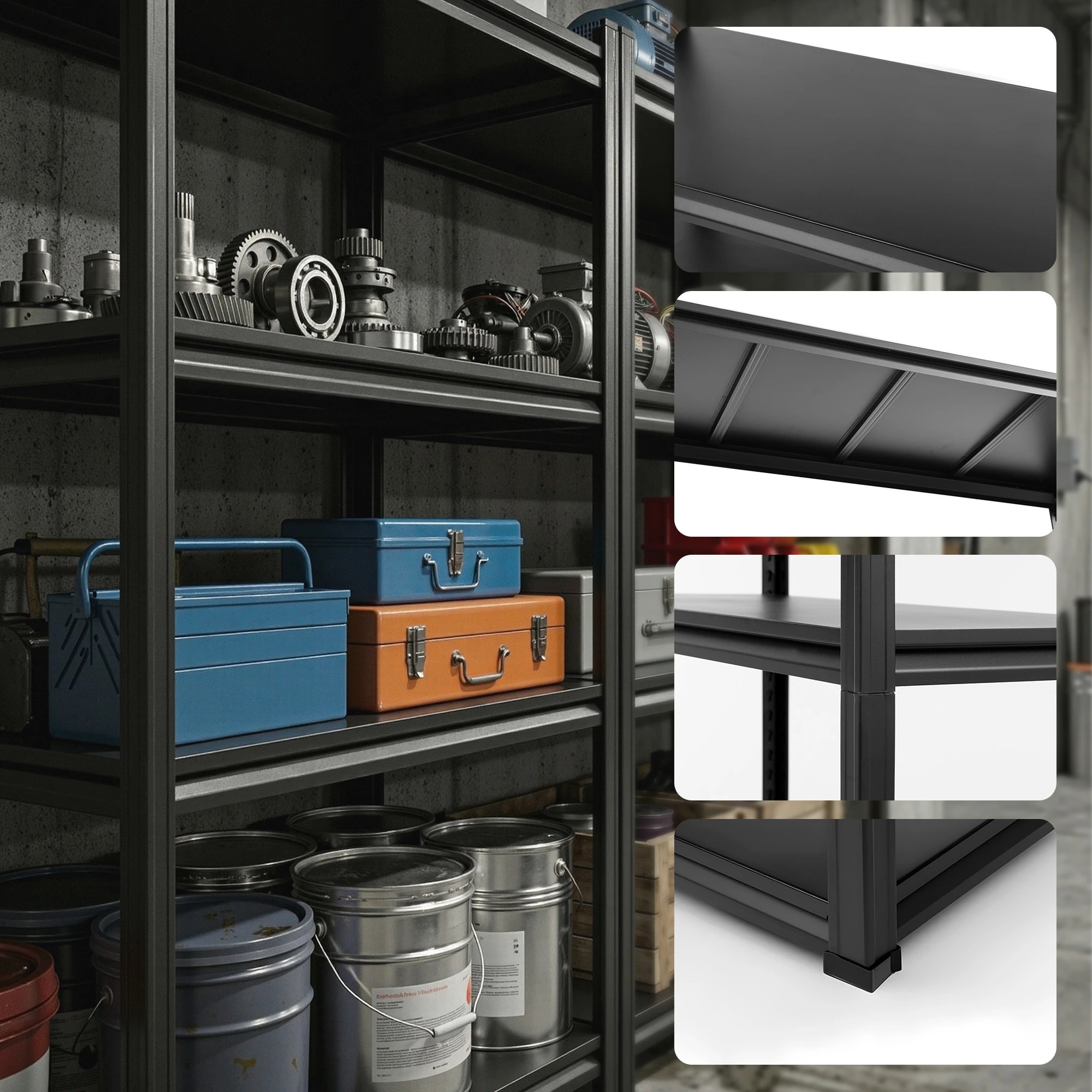7 Giantz Garage Shelving 2.4X1.8m Warehouse Rack Storage Shelves Workshop Racks Steel - Black, 7 of 8