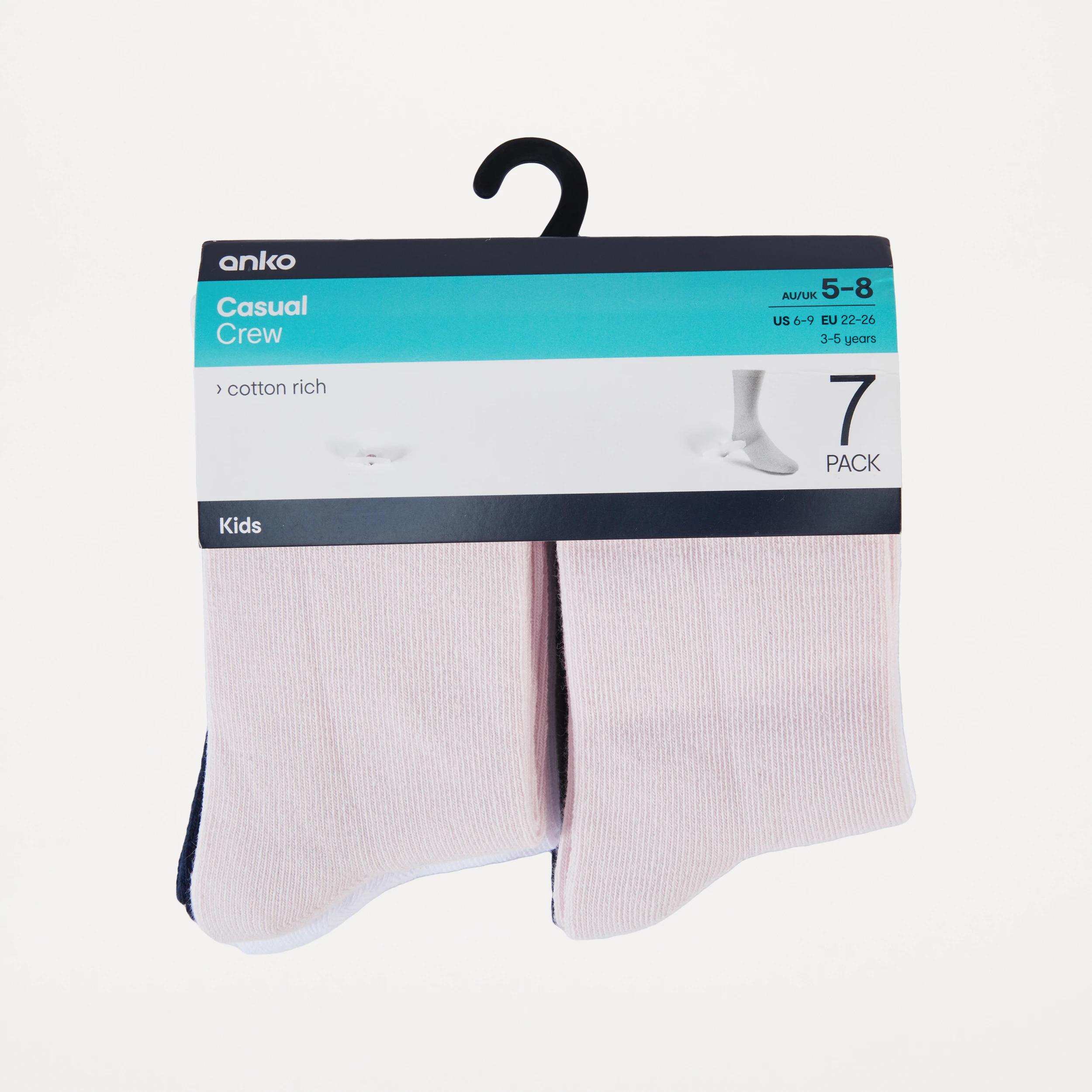 3 7 Pack Crew Socks Pnk Pack, 3 of 4
