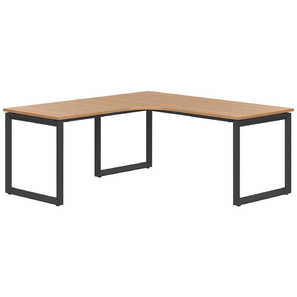 1 Stilford S2 V1 Radius Corner Workstation 1800mm Oak/Black Desks, Tables and Workstations, 1 of 1