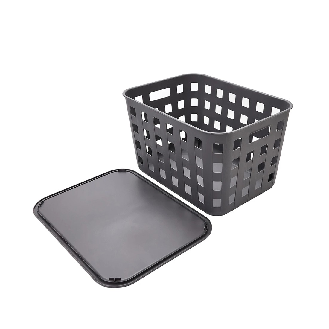 5 45L Rectangle Trellis Basket with Lid - Charcoal, 5 of 8