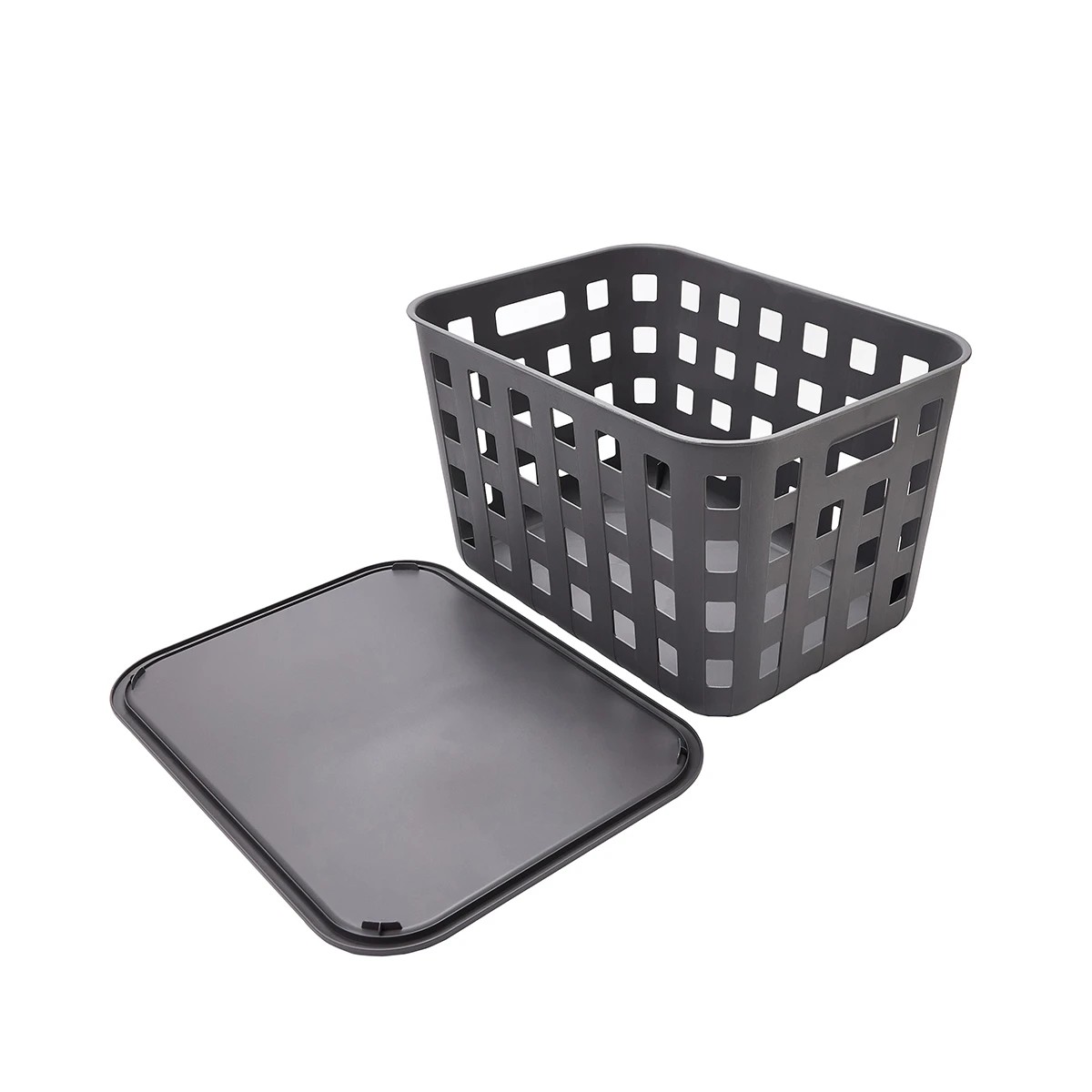 5 45L Rectangle Trellis Basket with Lid - Charcoal, 5 of 8