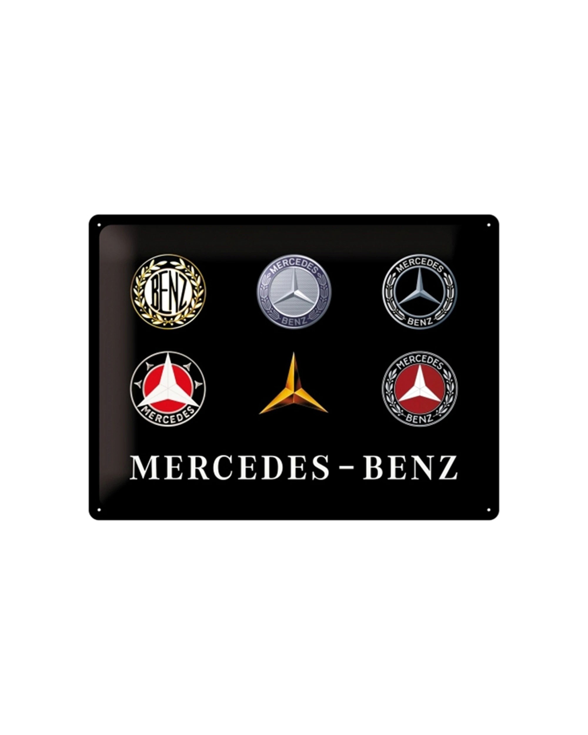 1 Nostalgic-Art Large 30x40cm Metal Wall Art Sign Plaque - Mercedes-Benz Logo Evolution, 1 of 3