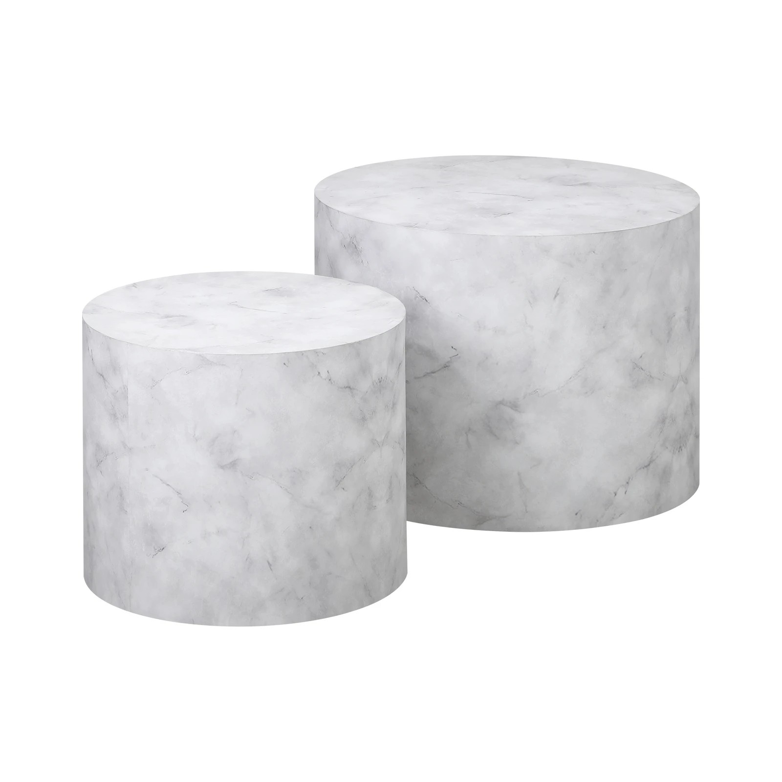 6 Oikiture Coffee Table Set Of 2 Round Side Tables Sofa Cafe Marble Effect
 - White, 6 of 10