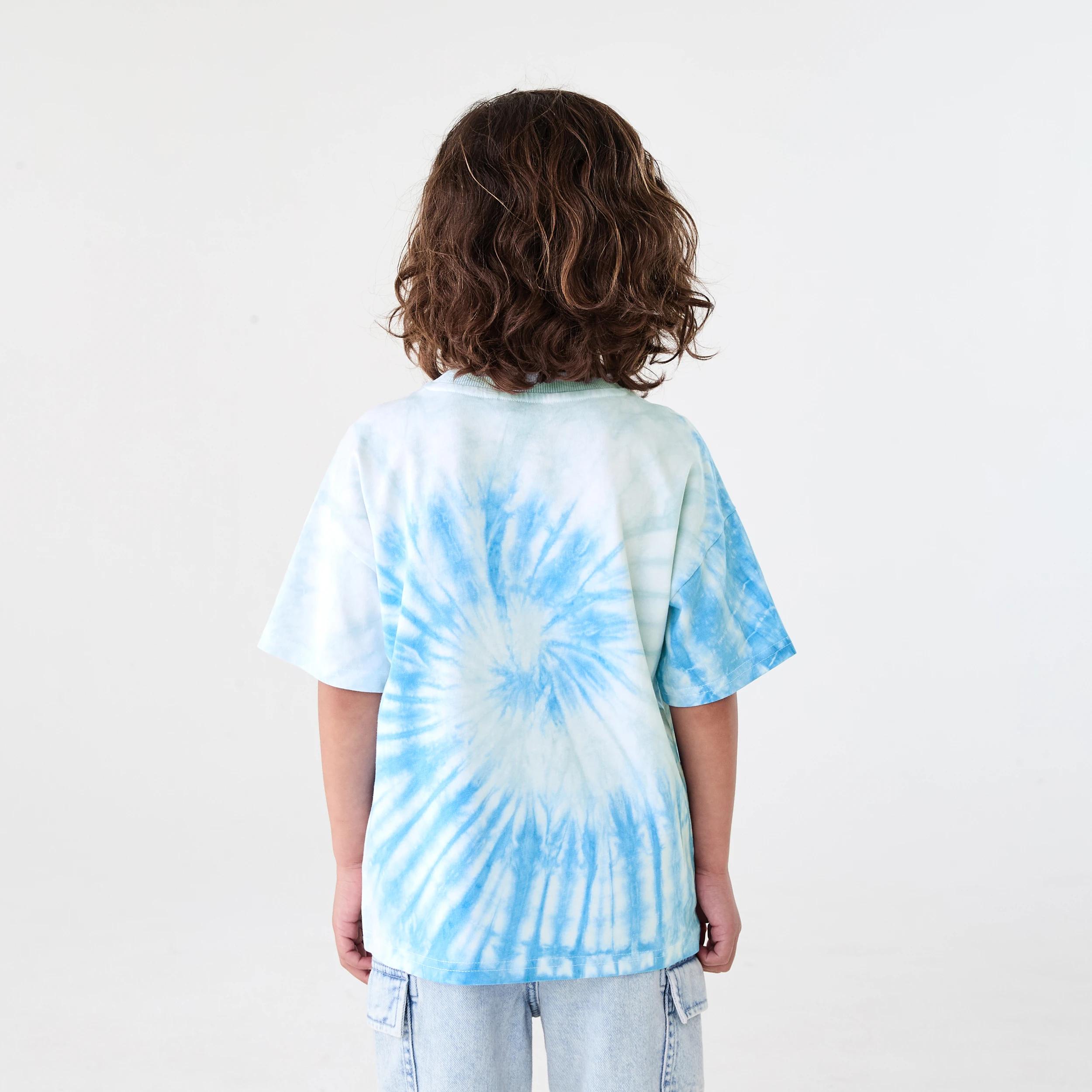 2 Short Sleeve Oversized Tie Dye T-shirt WHITE FLURO SPIRAL, 2 of 7