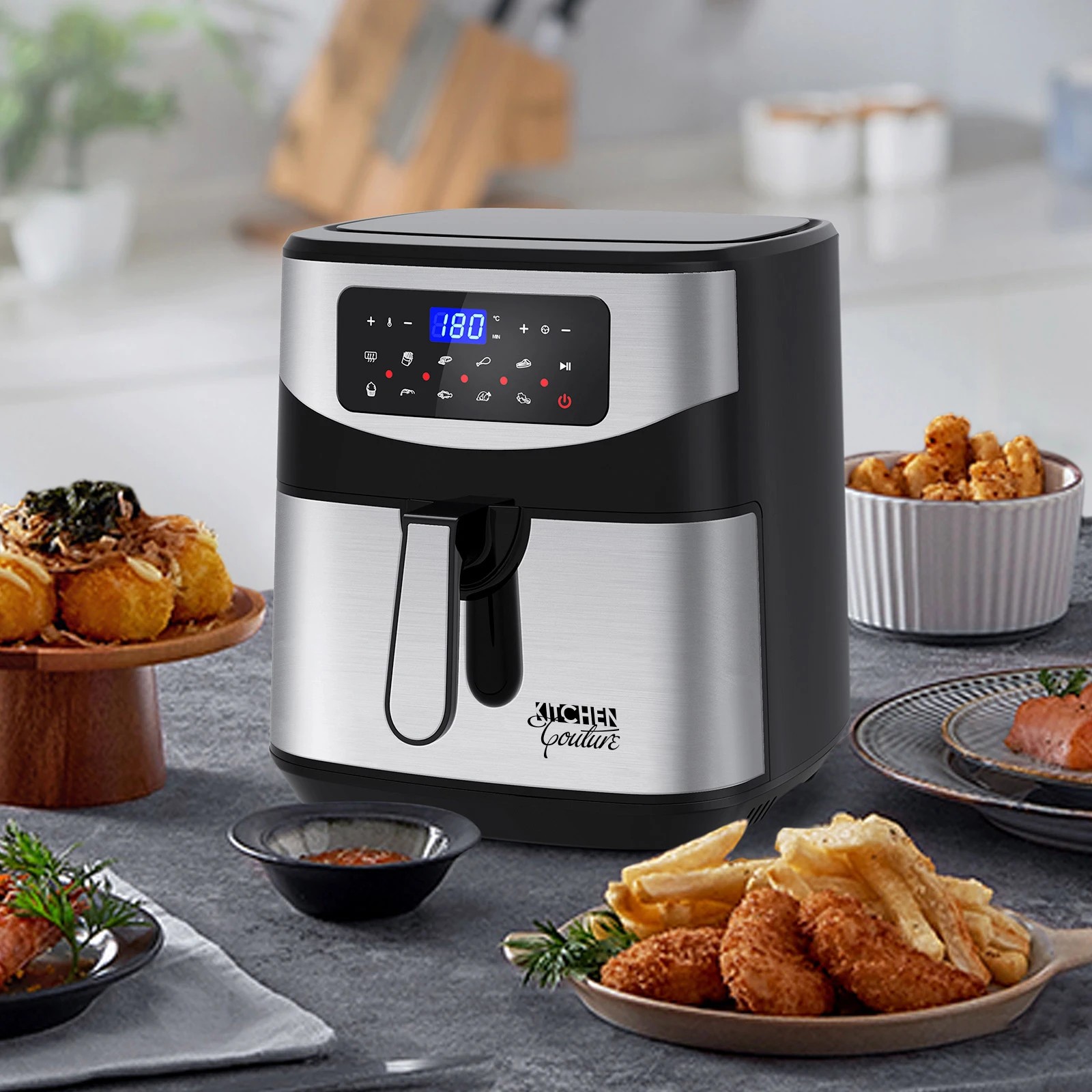 2 Kitchen Couture 12 Litre Air Fryer Multifunctional LCD One Touch Display - Silver, 2 of 10