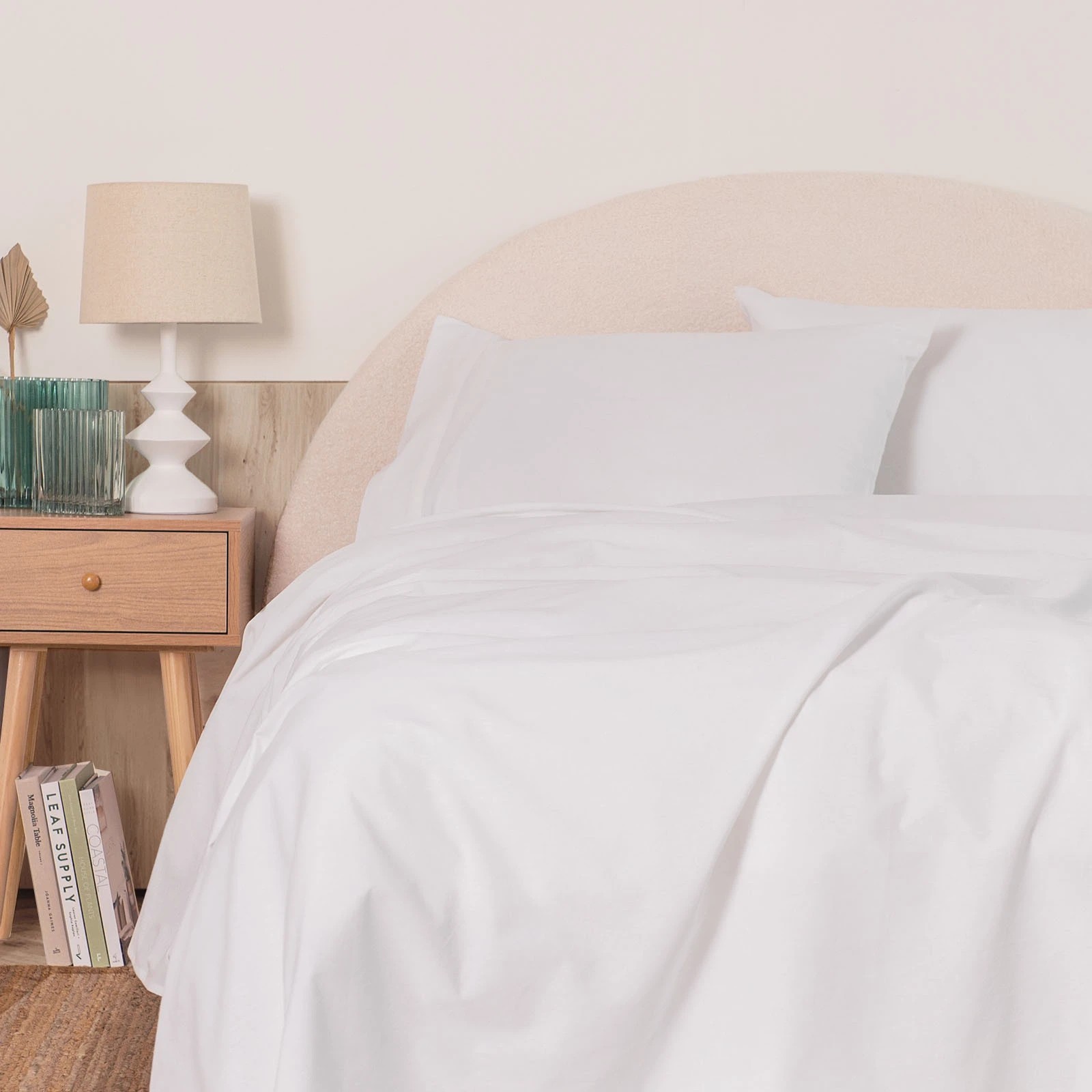 2 Royal Comfort Vintage Wash 100% Cotton Sheet Set Fitted Flat Sheet Pillowcases - King Bed - White, 2 of 9