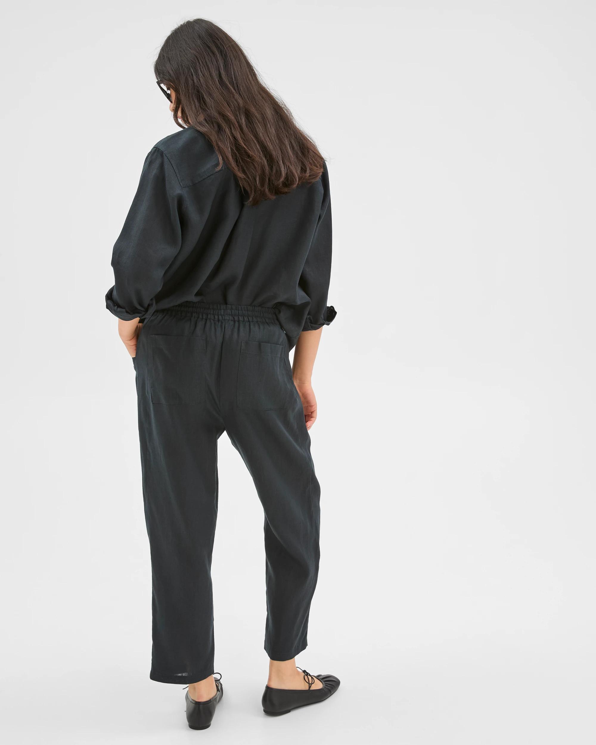 6 Target Woman European Linen Tapered Pants BLACK, 6 of 6