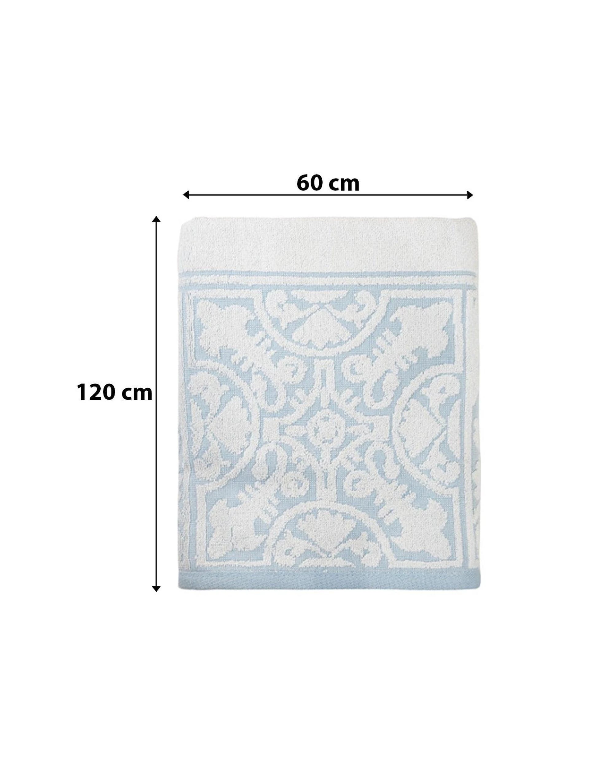 2 La Grace Home Cotton Medallion Tufted Non Slip Jacquard Bath Mat - 80x50cm - White/Blue, 2 of 4