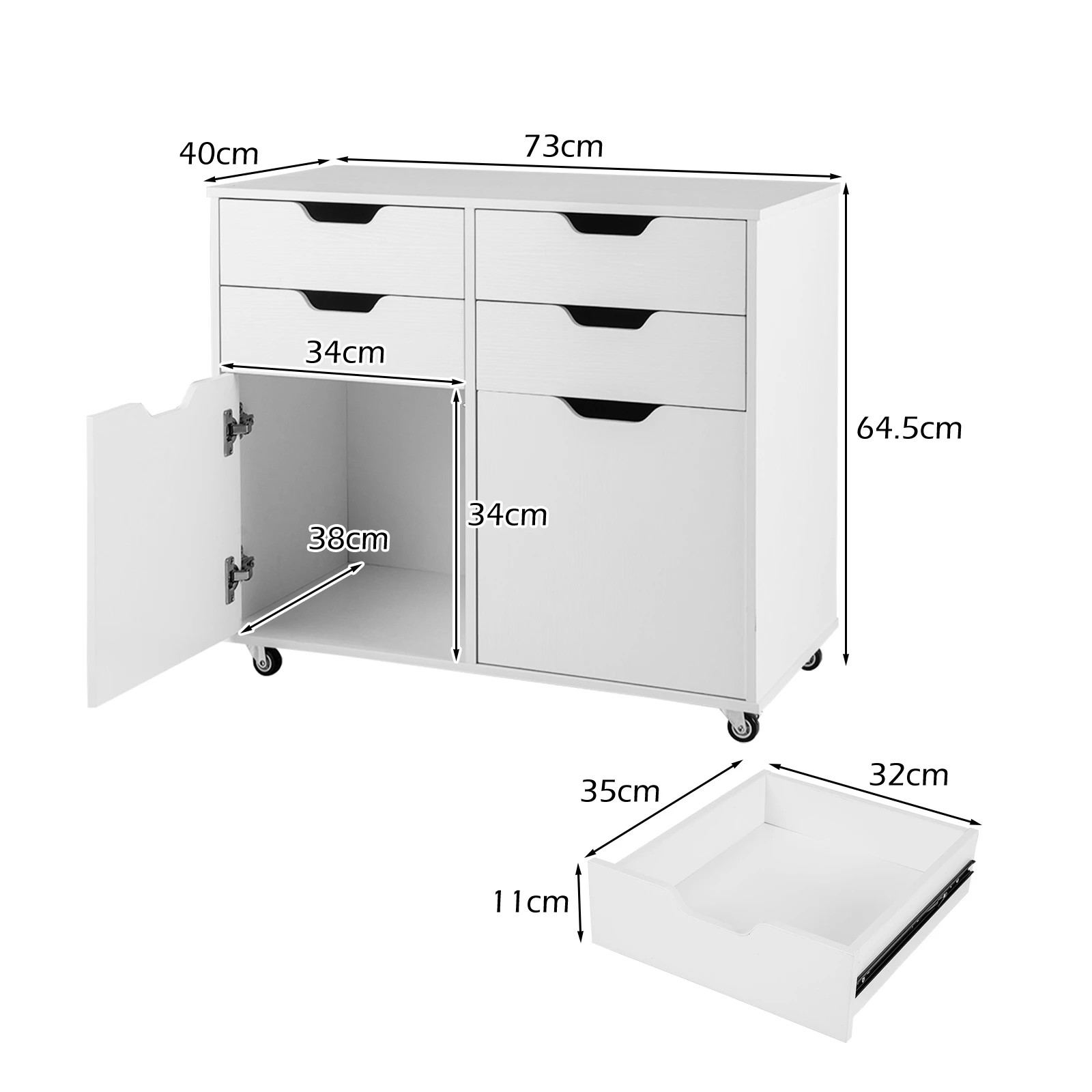 2 Costway 4-Drawers Mobile Filing Cabinet 2-Doors File Cabinet - White, 2 of 2