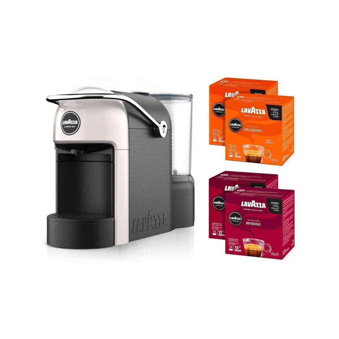 1 Lavazza Jolie Evo Capsule Coffee Machine with 64 Capsules - White, 1 of 2