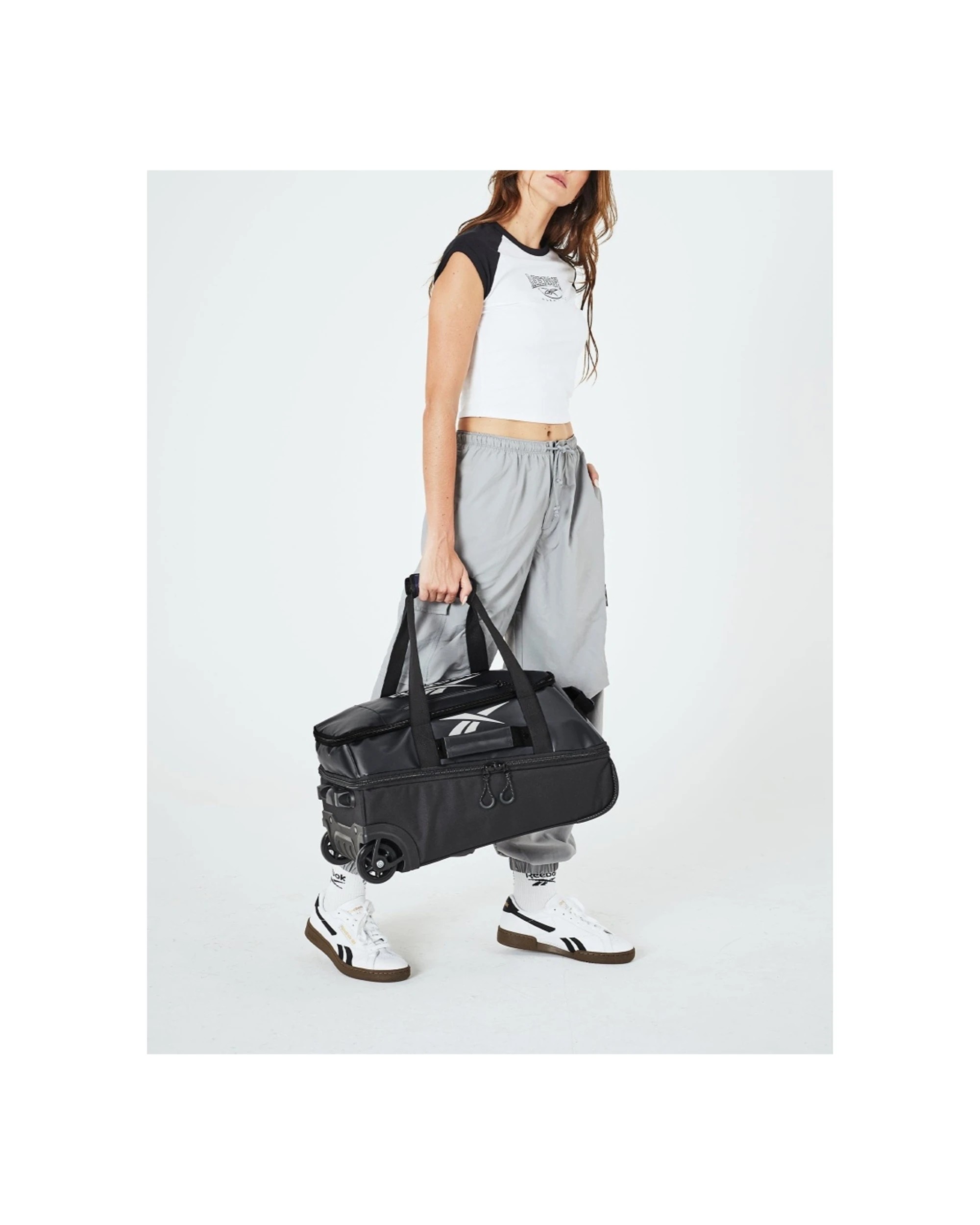 2 Reebok All Star Cabin 39L Leather Film Soft Shell Trolley Suitcase Luggage - Black, 2 of 8