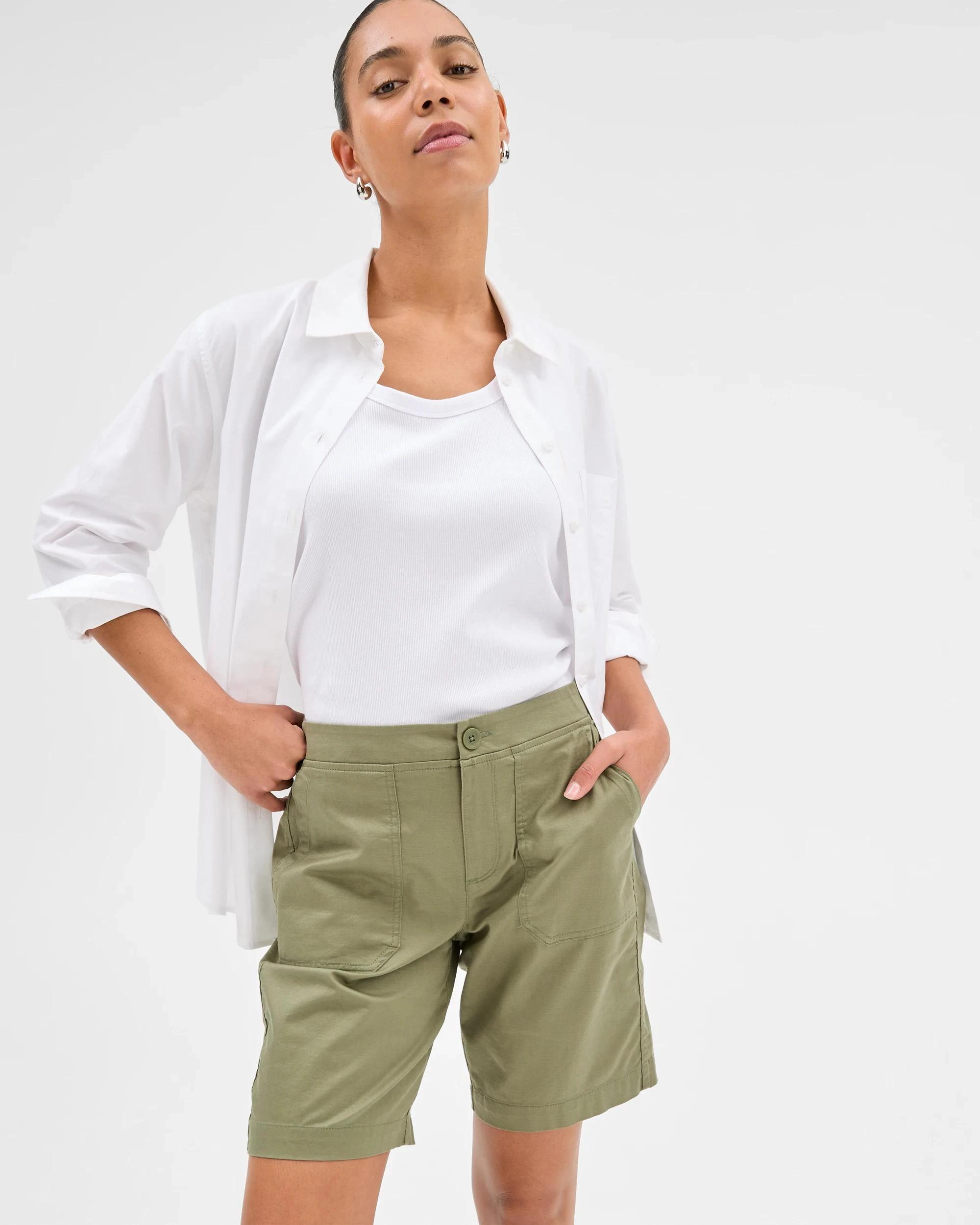 2 Target Ribbed Waist Shorts SPRING SAGE, 2 of 5