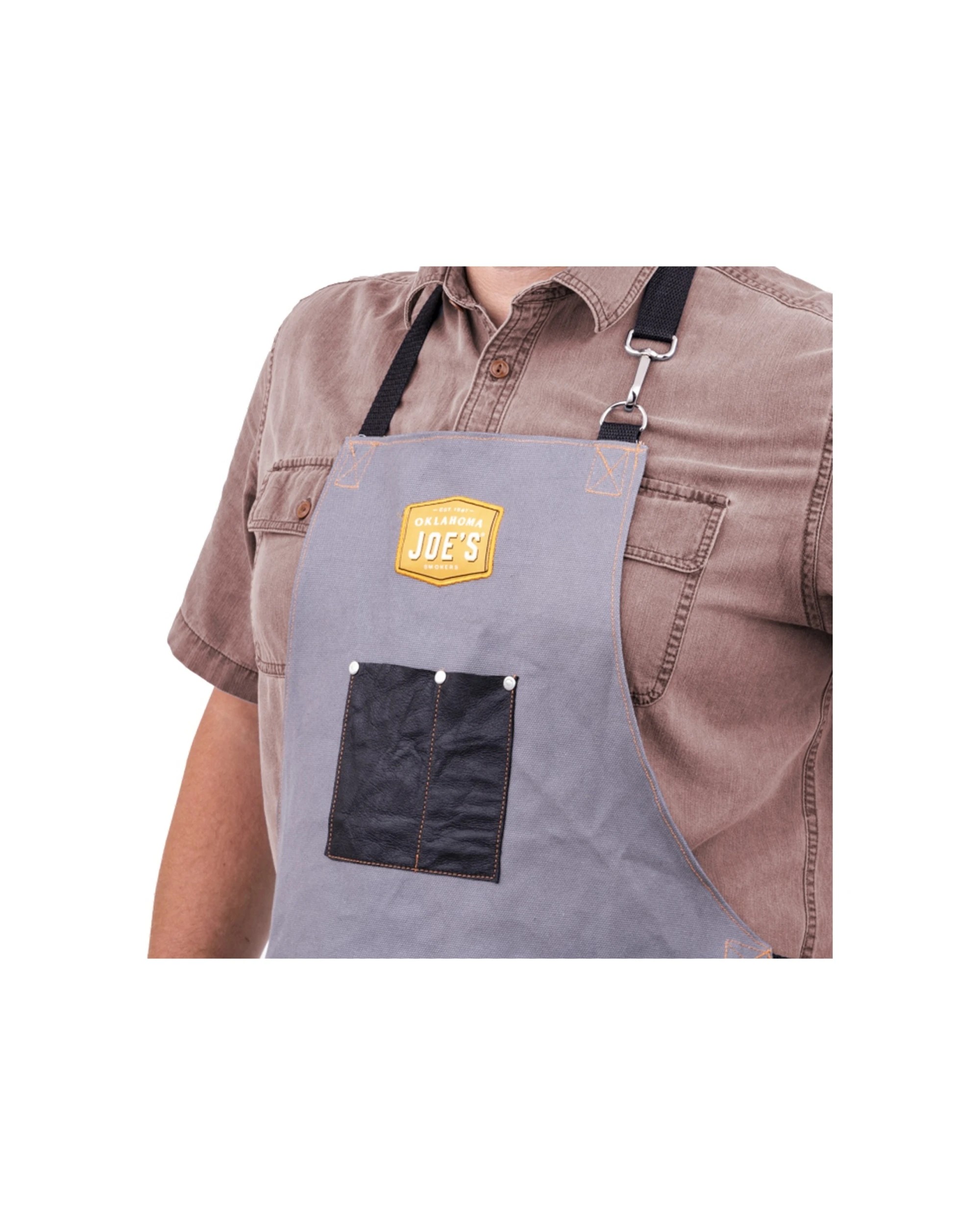 2 Oklahoma Joe's Smoking Canvas Leather Cooking Apron With Adjustable Straps - Grey, 2 of 2