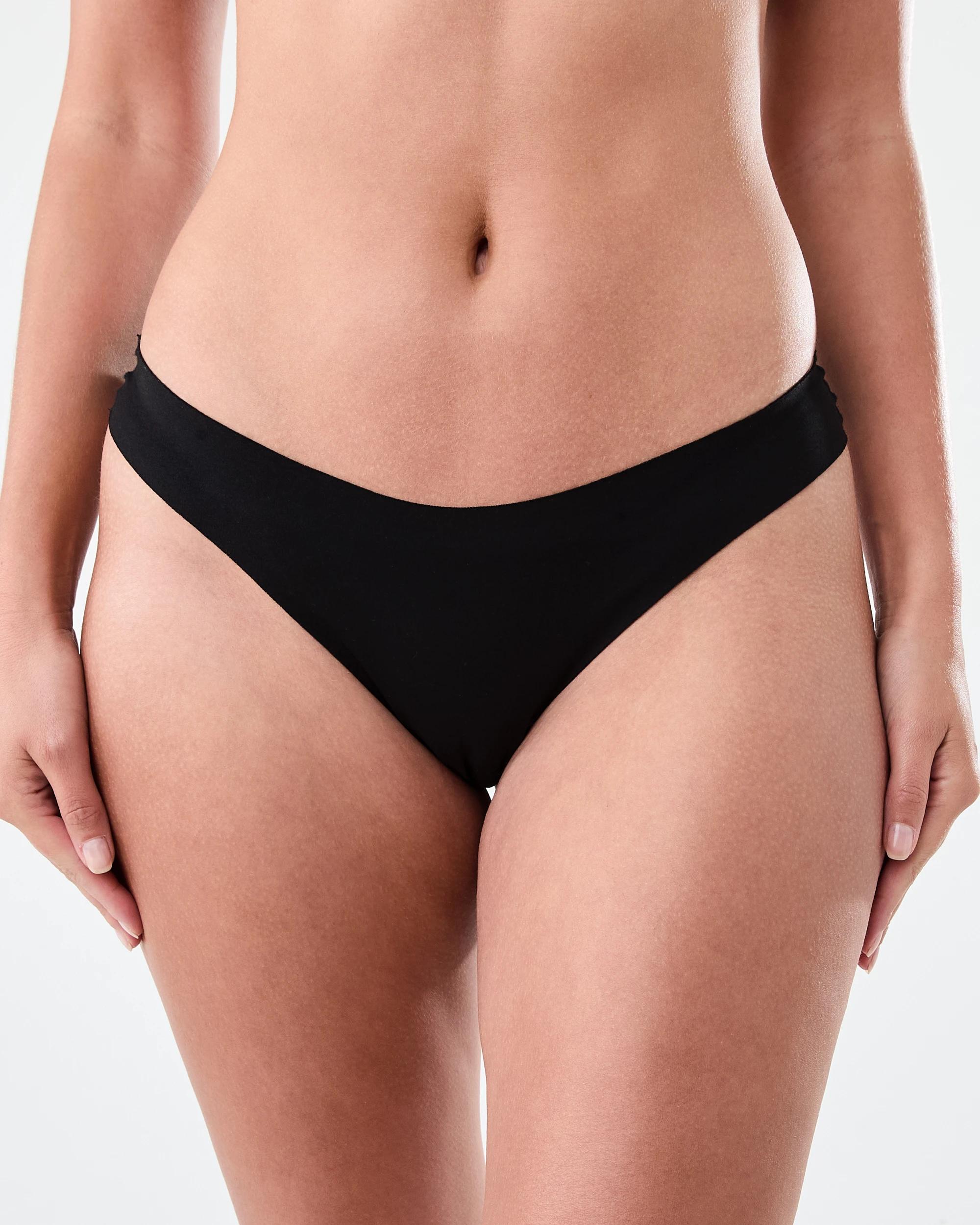 1 3 Pack Cotton Free Cut Cheeky Bikini Briefs Black, 1 of 3