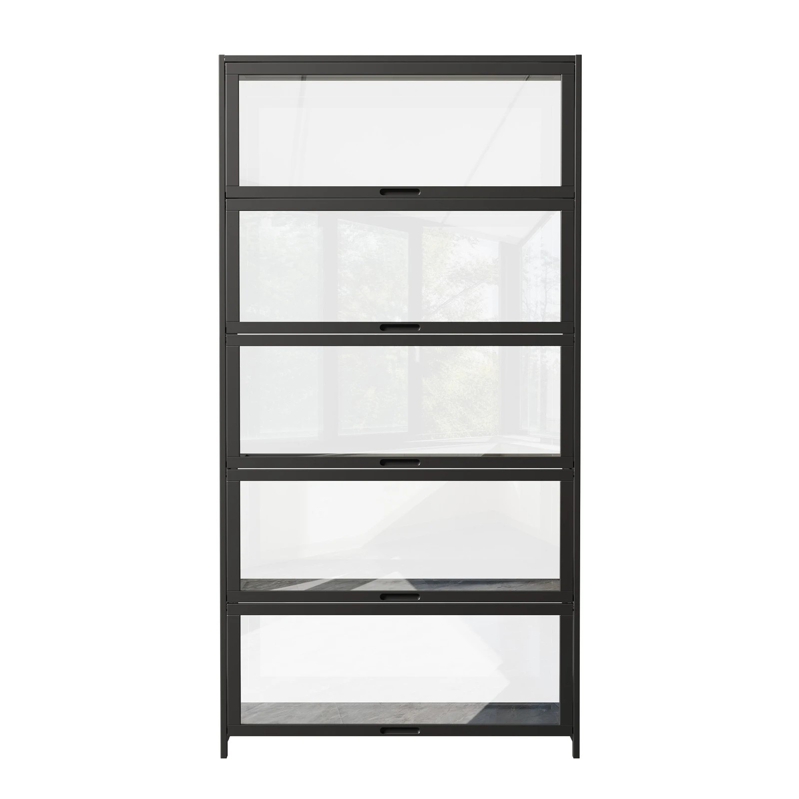6 Oikiture Display Cabinet Storage 5-Tier Shelves Tall Clear Bookcase Rack - Black, 6 of 8