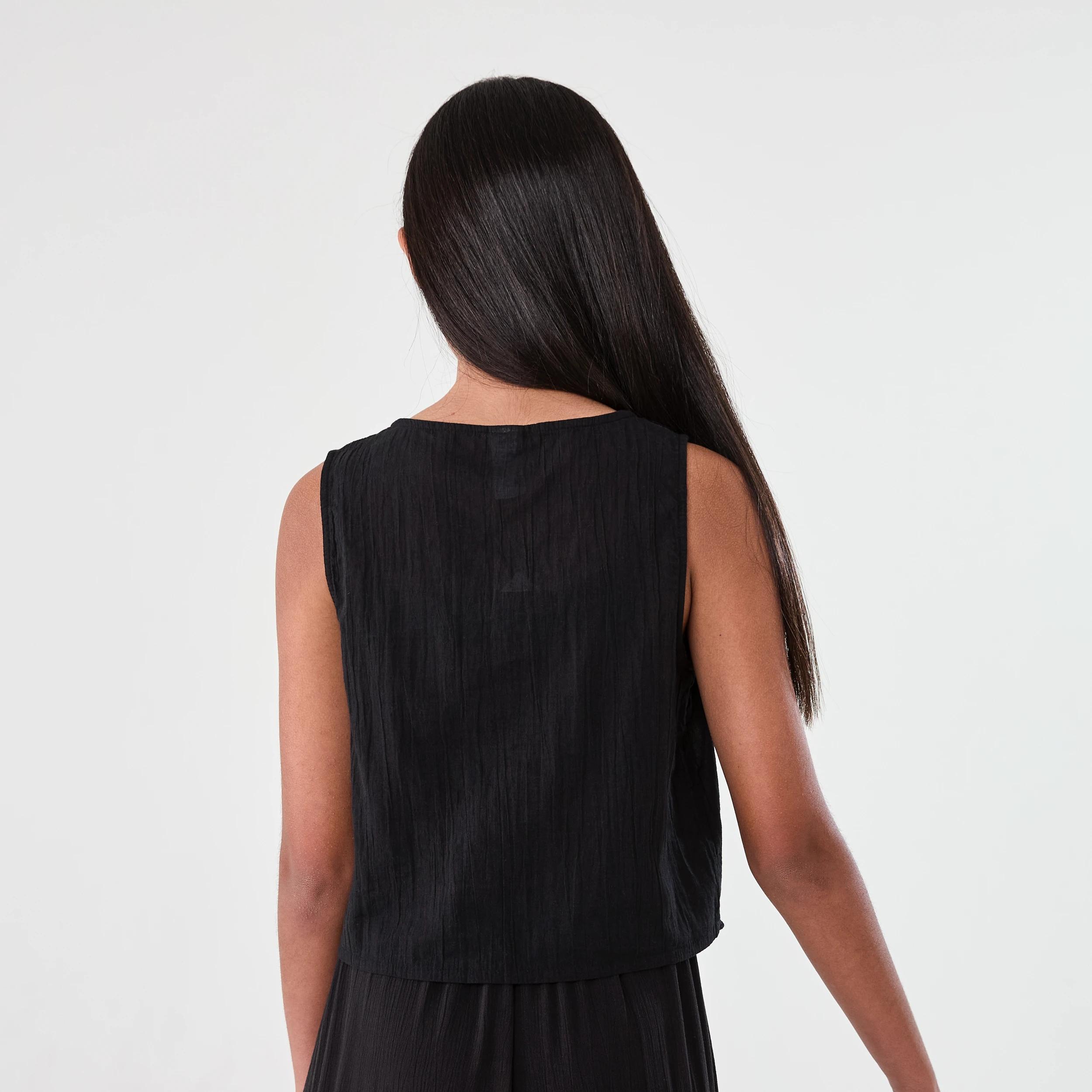 2 Woven Tie Front Top BLACK, 2 of 7