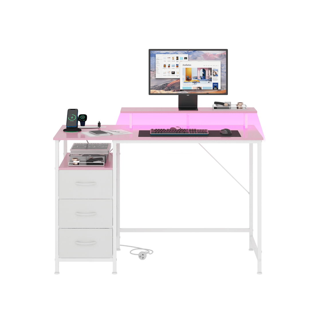 10 Advwin 120cm Computer Desk Reversible Gaming Desk Computer Table Gaming Table Study Desk for Home Office Workstation, 10 of 10