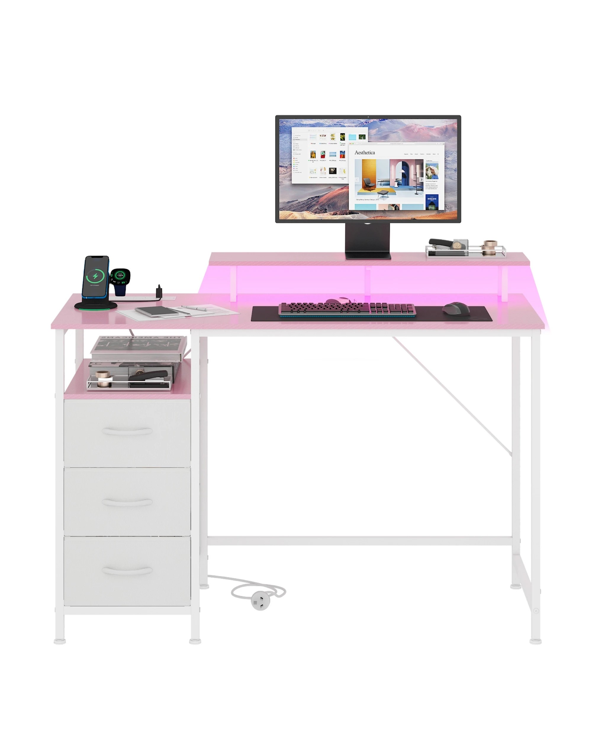 10 Advwin 120cm Computer Desk Reversible Gaming Desk Computer Table Gaming Table Study Desk for Home Office Workstation, 10 of 10