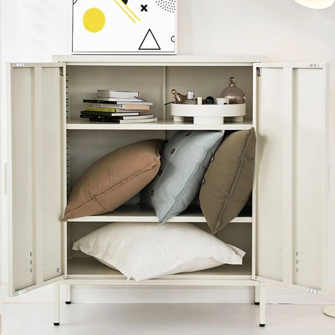 5 Artiss Buffet Sideboard Metal Cabinet - SWEETHEART - White, 5 of 7