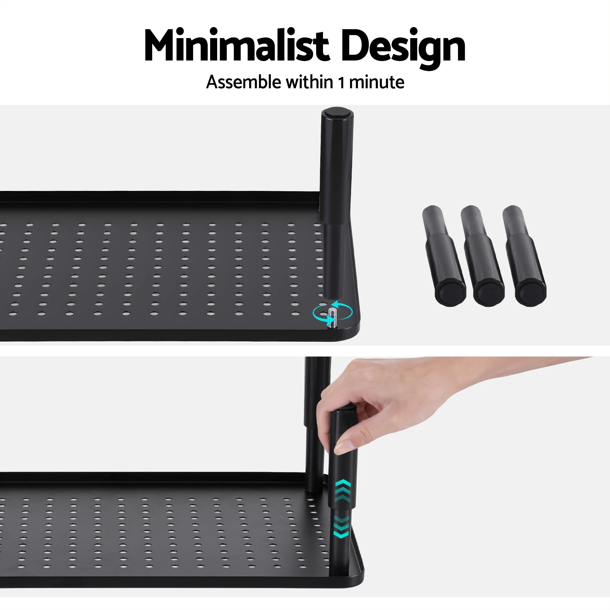 5 Artiss Monitor Stand Adjustable Riser For Computer Monitor And Laptop 3 Height Desk Organizer - Black, 5 of 8