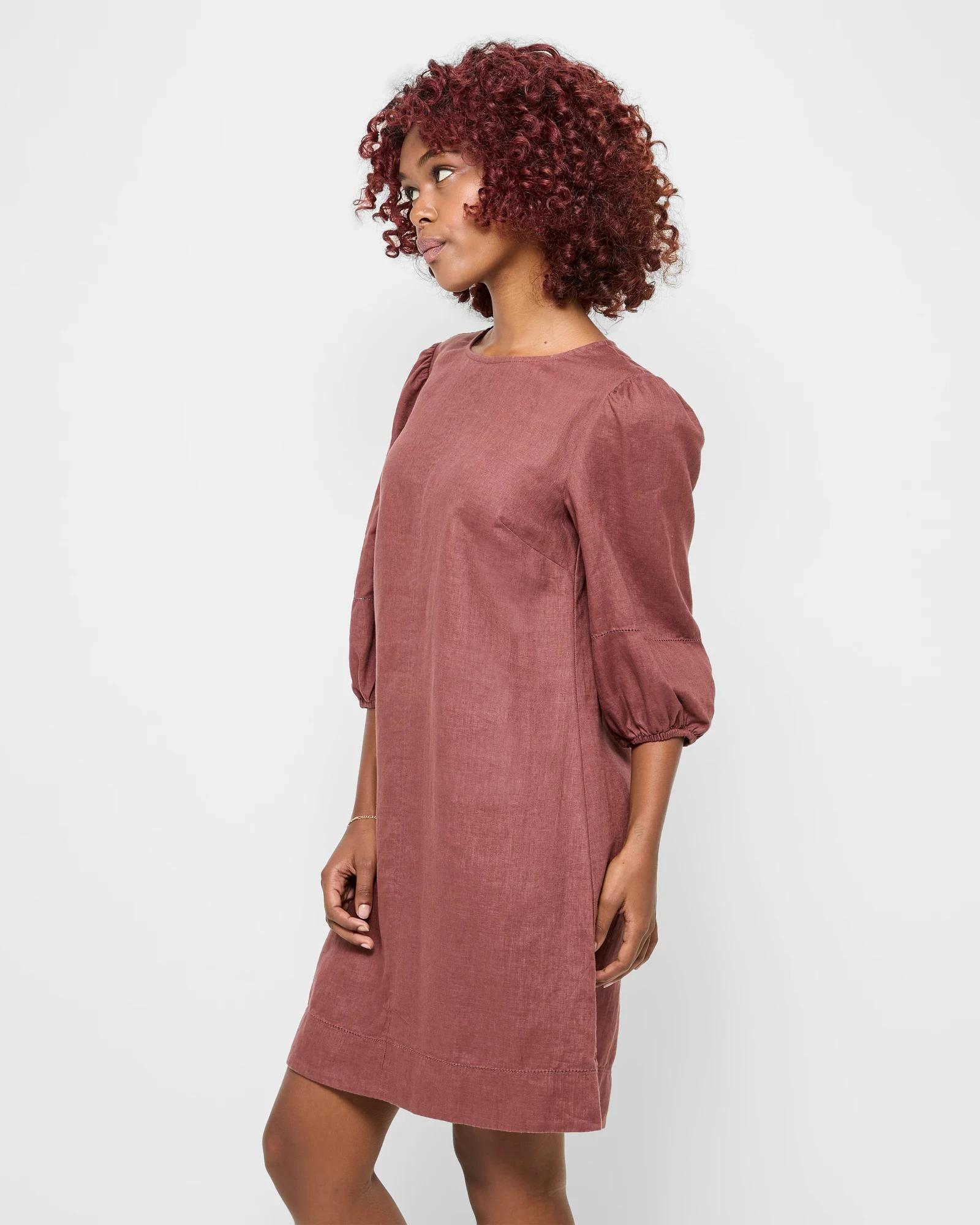 3 Target Petites Petites European Linen Mini Dress CAROB, 3 of 5