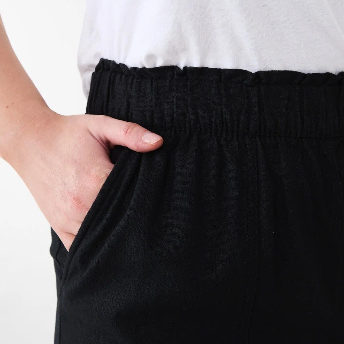 4 Linen Blend Culottes BLACK, 4 of 5