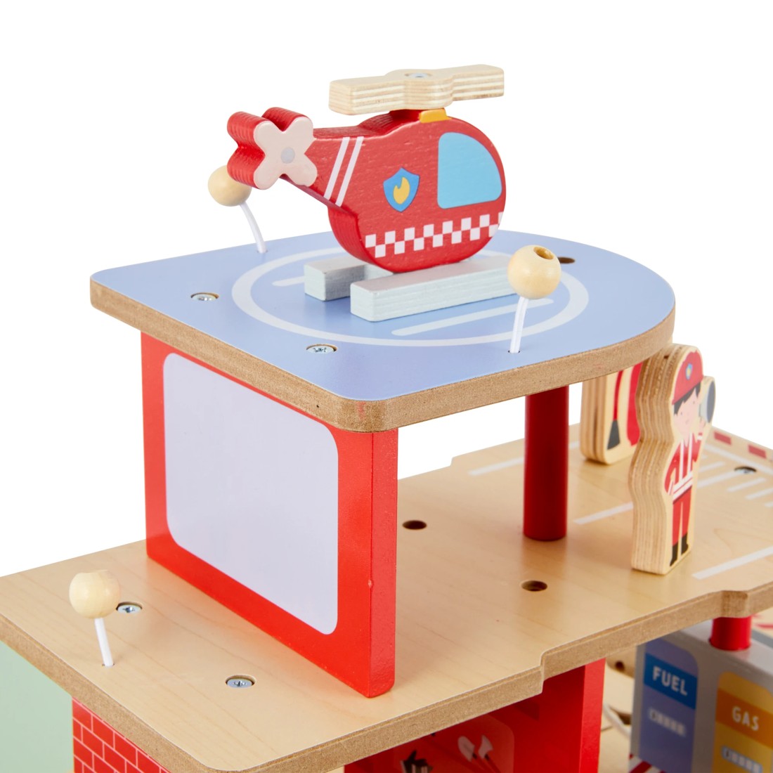 4 11 Piece Wooden Fire Station Playset, 4 of 8