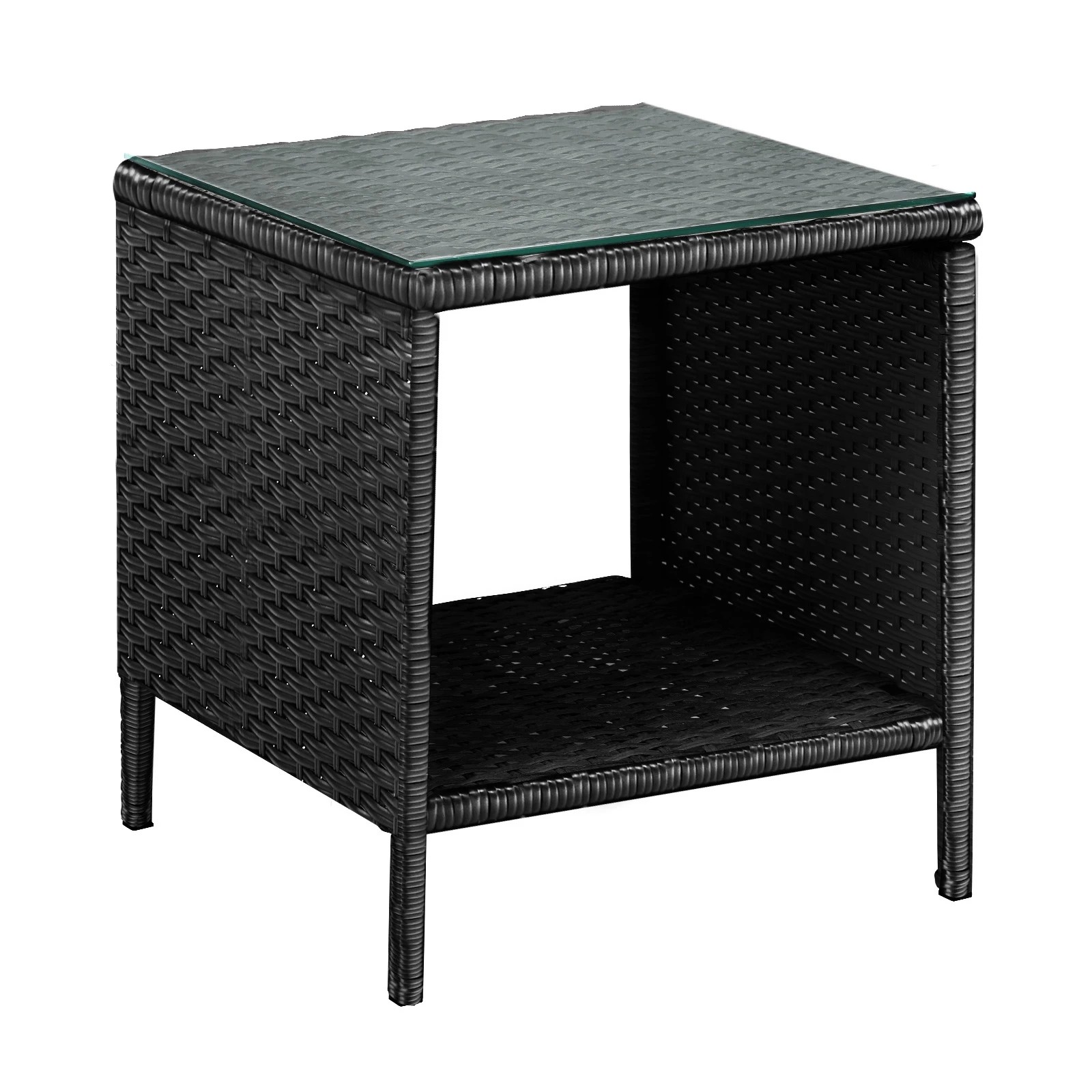 1 Livsip Garden Table Rattan Cafe Table Outdoor Garden Furniture Side Table
 - Black, 1 of 8
